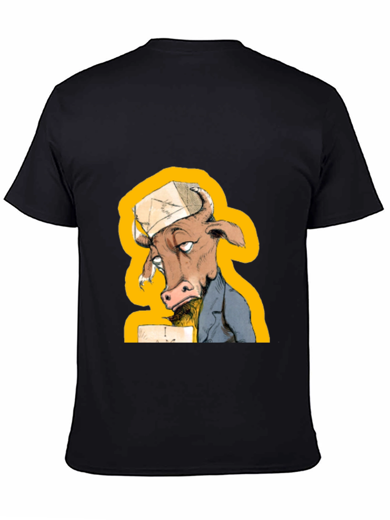 Black Funny Cow T-Shirt - Novelty Cartoon Animal Tee view 4