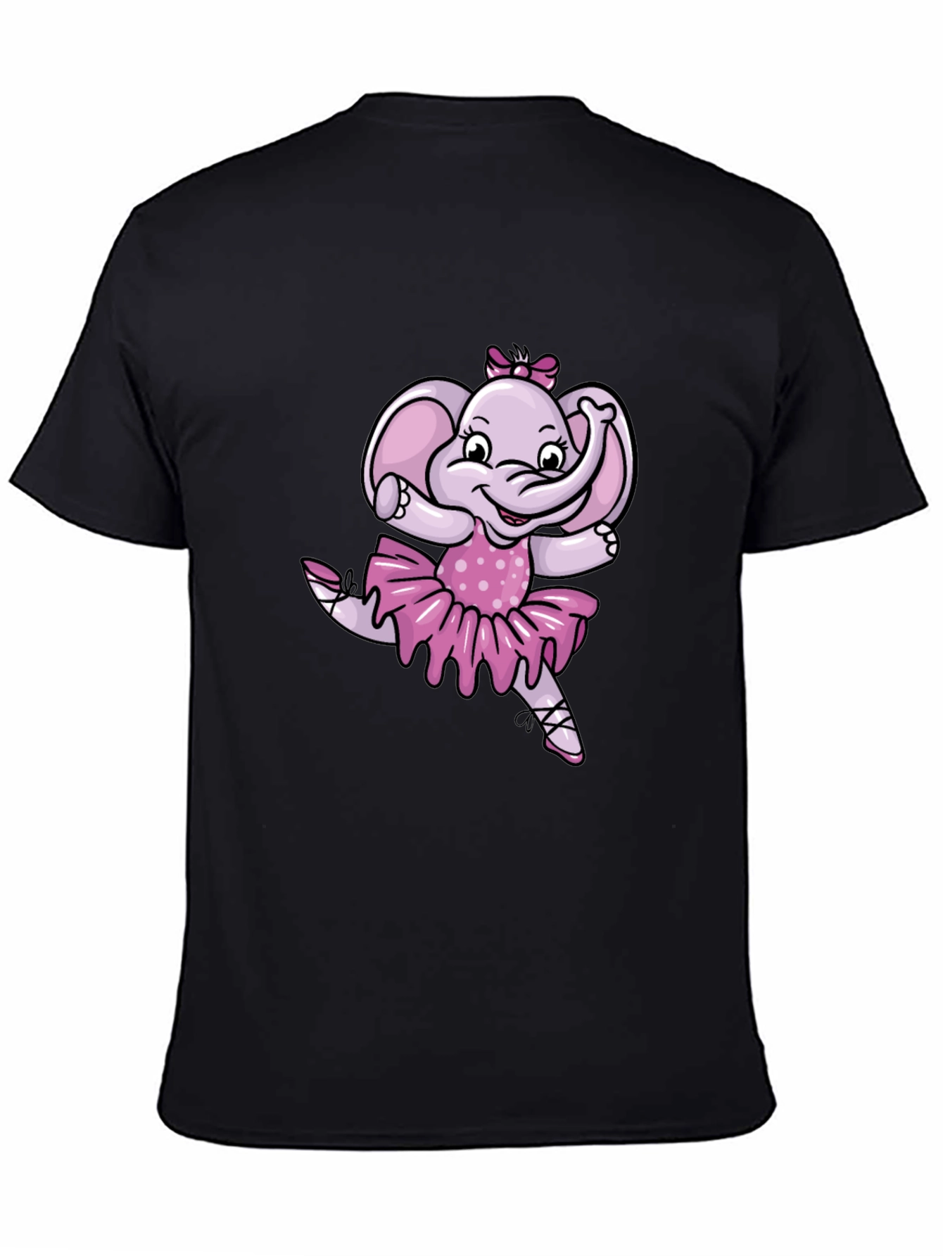 Black Ballerina Elephant Black T-Shirt view 4