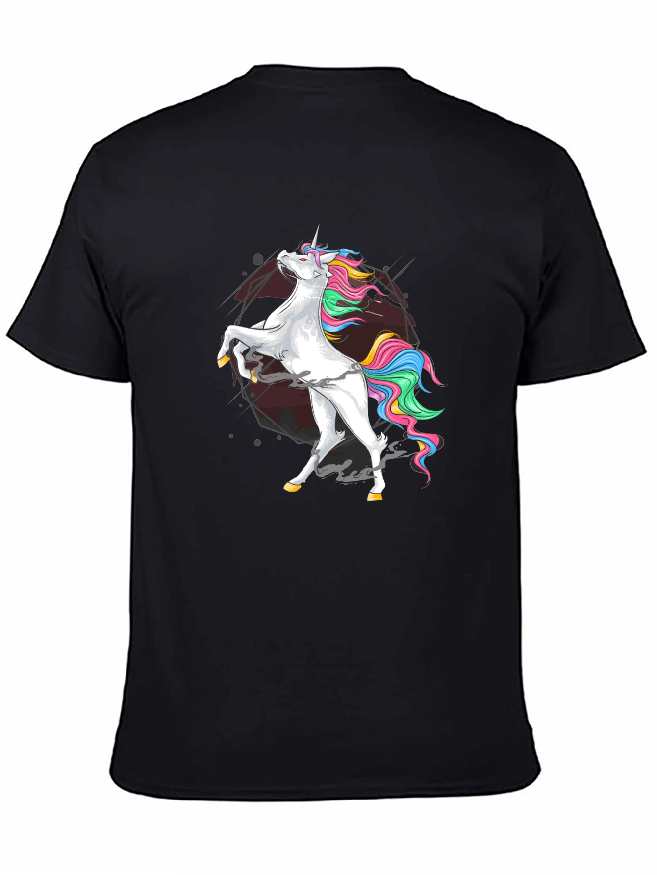 Black Unicorn Graphic Tee - Men's Black Cotton Shirt view 4