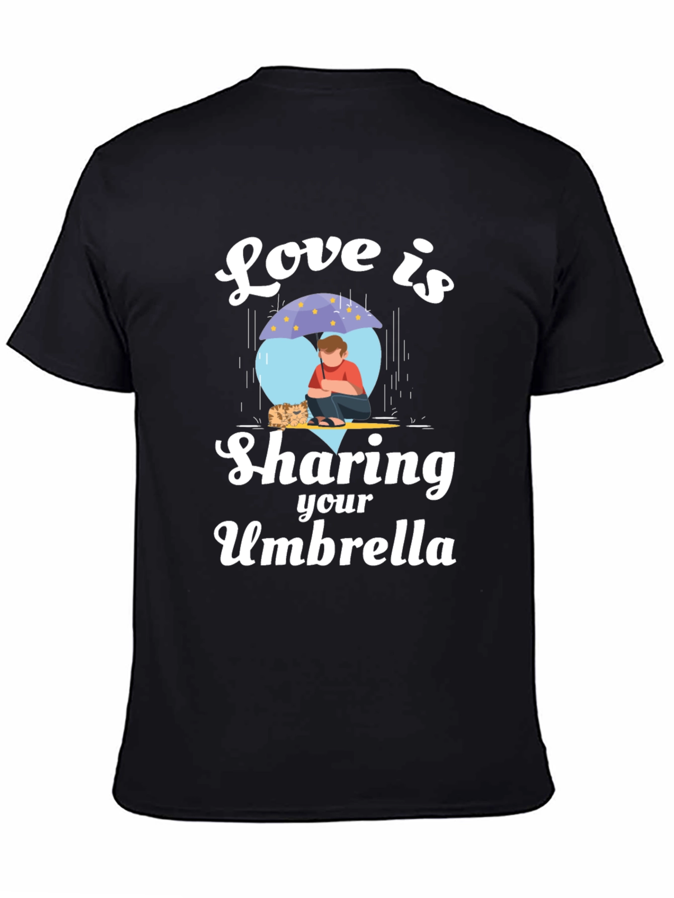 Black Love is Sharing Your Umbrella Black T-Shirt view 4