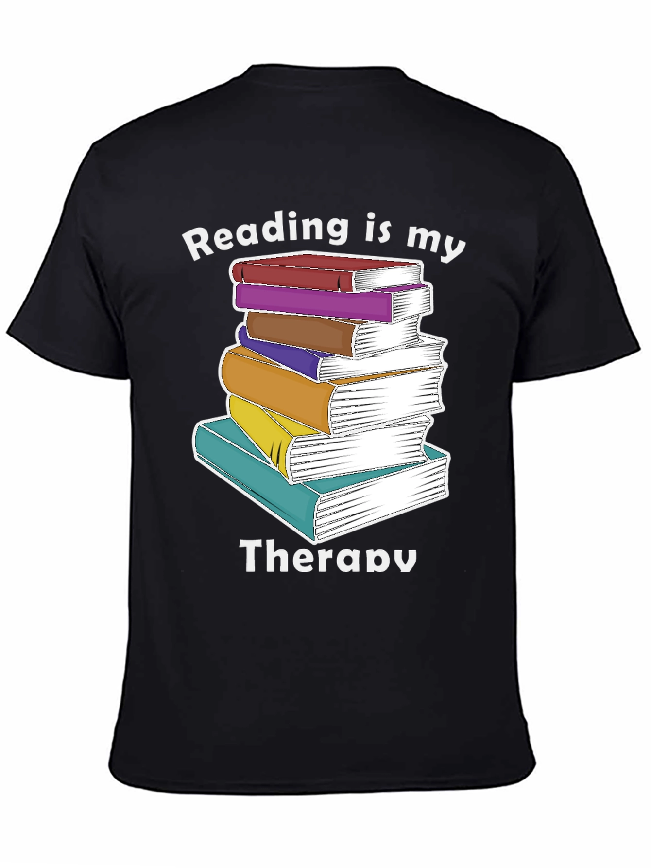 Black Reading Is My Therapy T-Shirt view 4