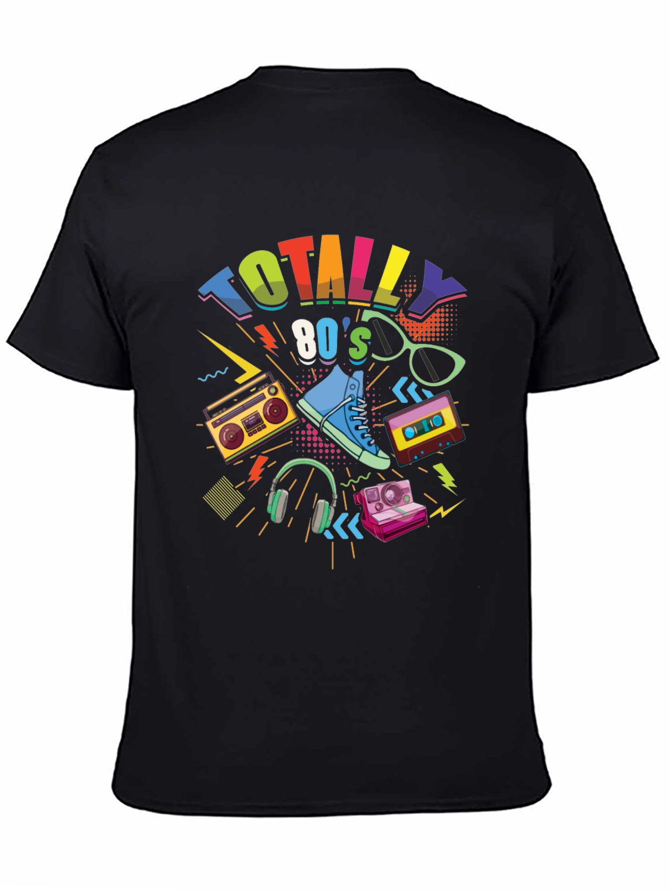 Black Totally 80's Graphic Tee - Retro Style T-Shirt view 4