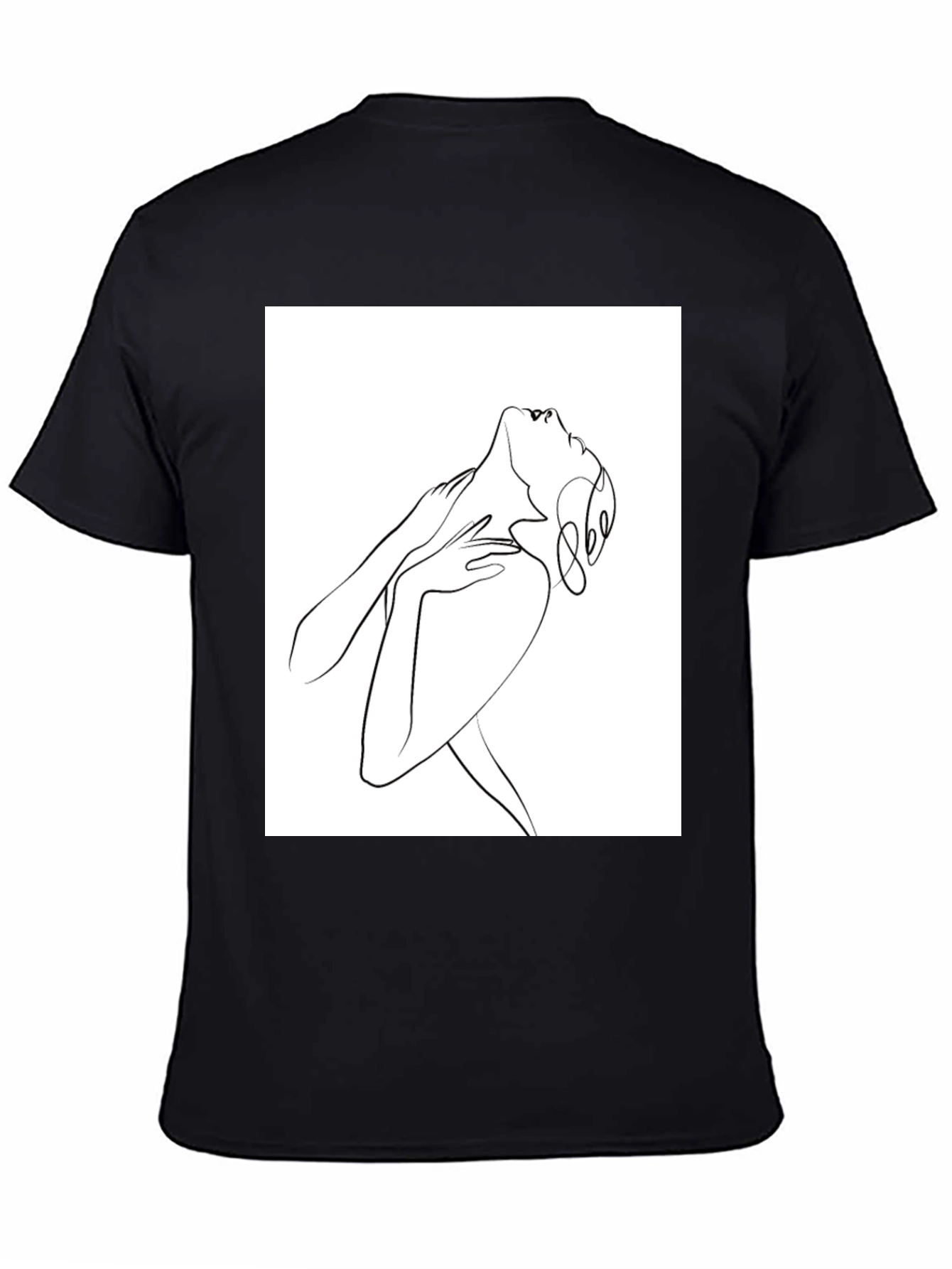 Black Abstract Line Art Graphic Tee - Unisex Black T-Shirt view 4