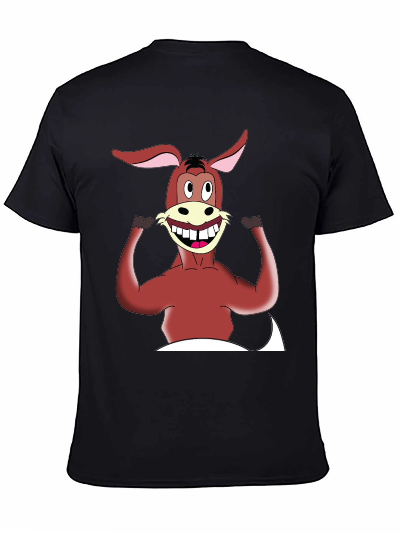 Black Cartoon Donkey Graphic Tee - Men's Black T-Shirt view 4