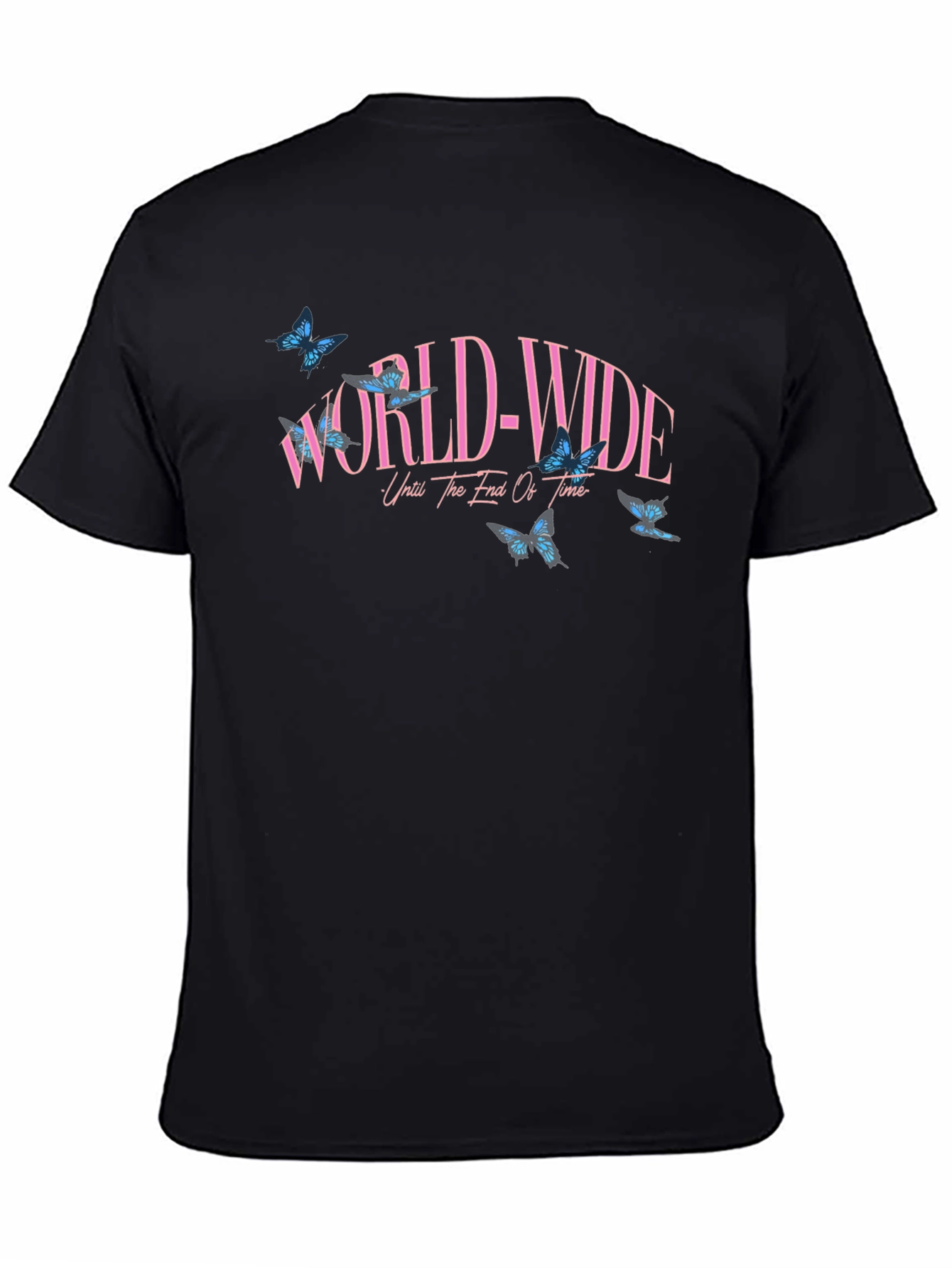 Black Worldwide Butterfly Graphic Black T-Shirt view 4
