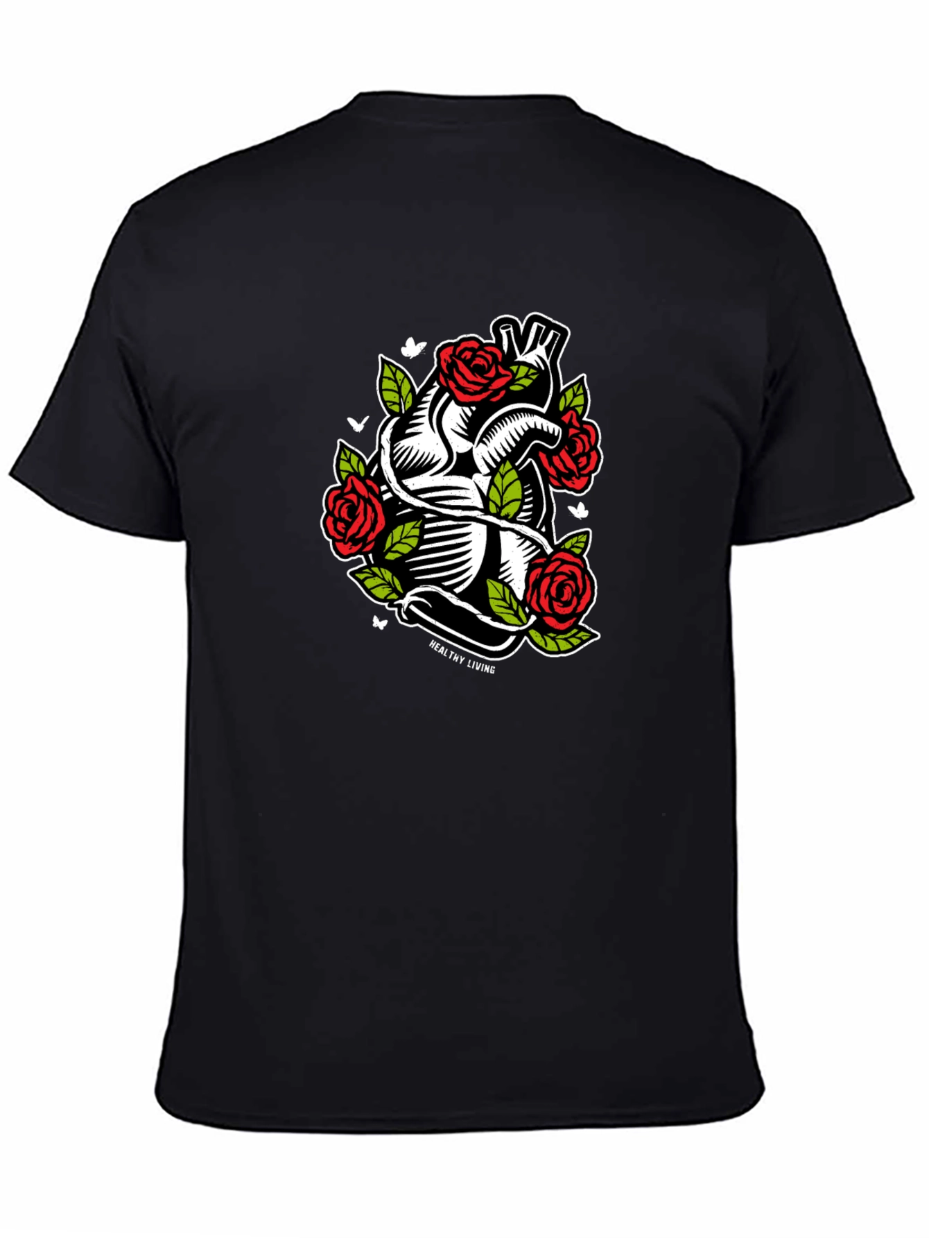 Black Heart & Roses Graphic T-Shirt - Black view 4