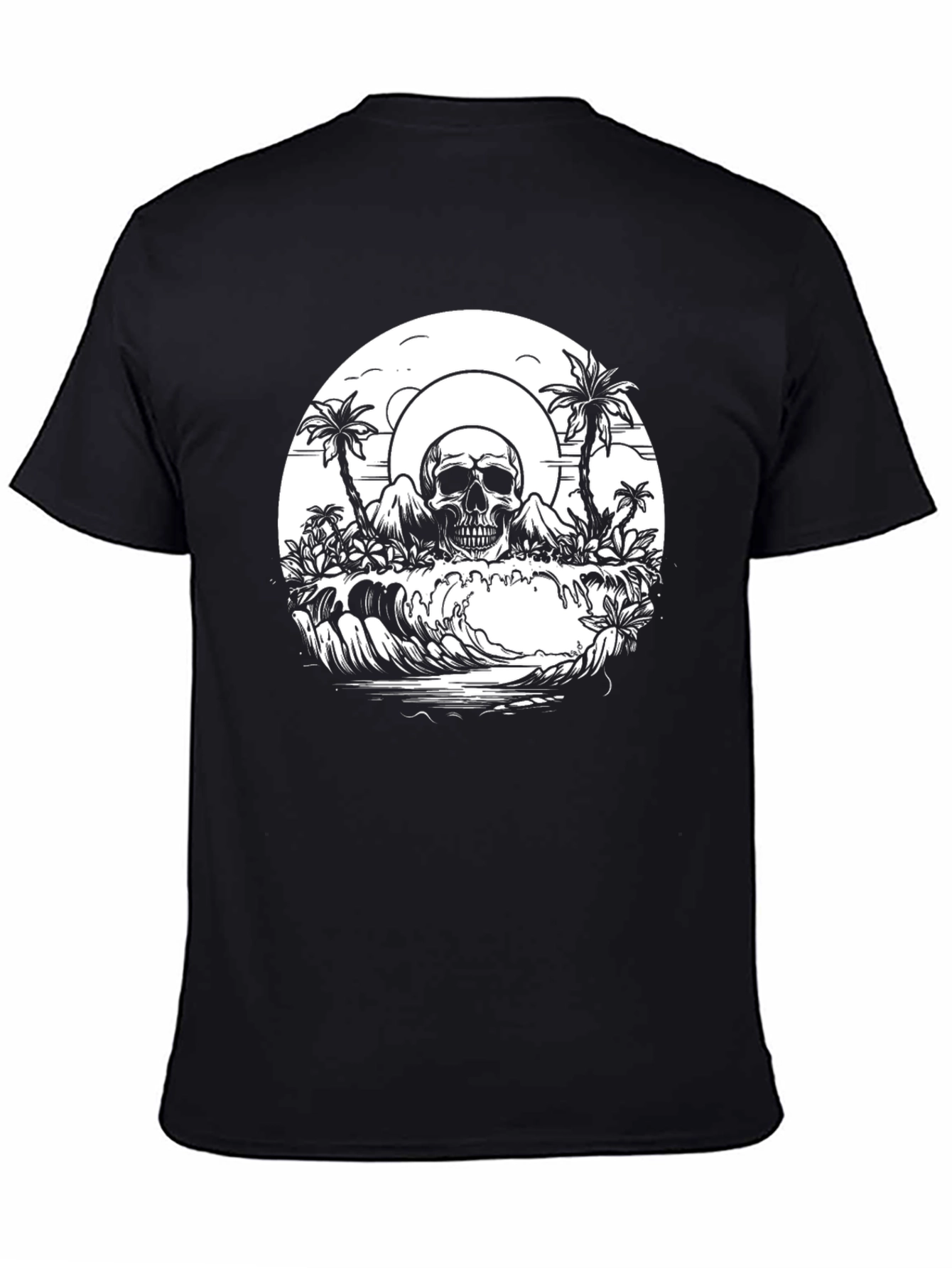 Black Skull Island Graphic Tee - Black Cotton T-Shirt view 4