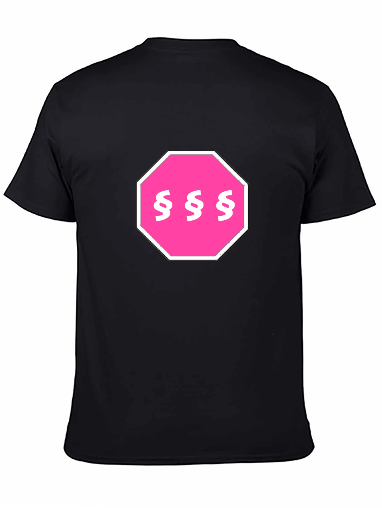 Black Pink Section Symbol Stop Sign T-Shirt view 4