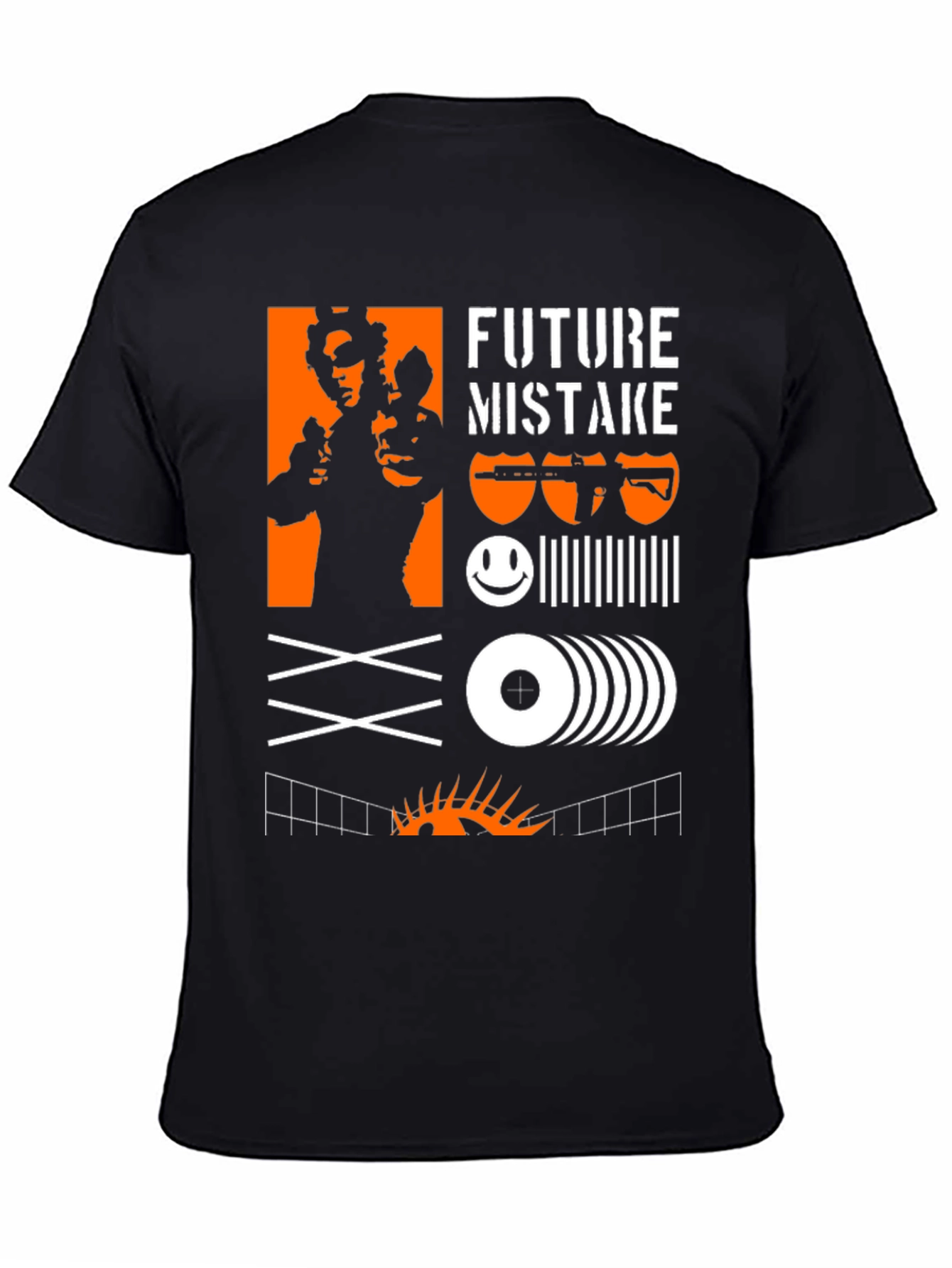Black Edgy Graphic Tee: Future Mistake Design view 4