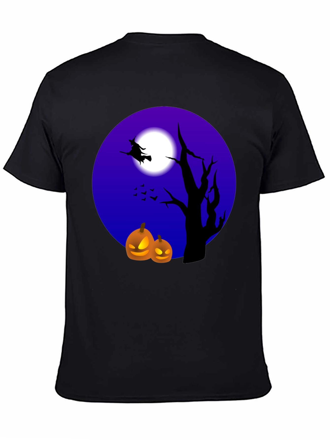 Black Halloween Witch and Pumpkin T-Shirt view 4