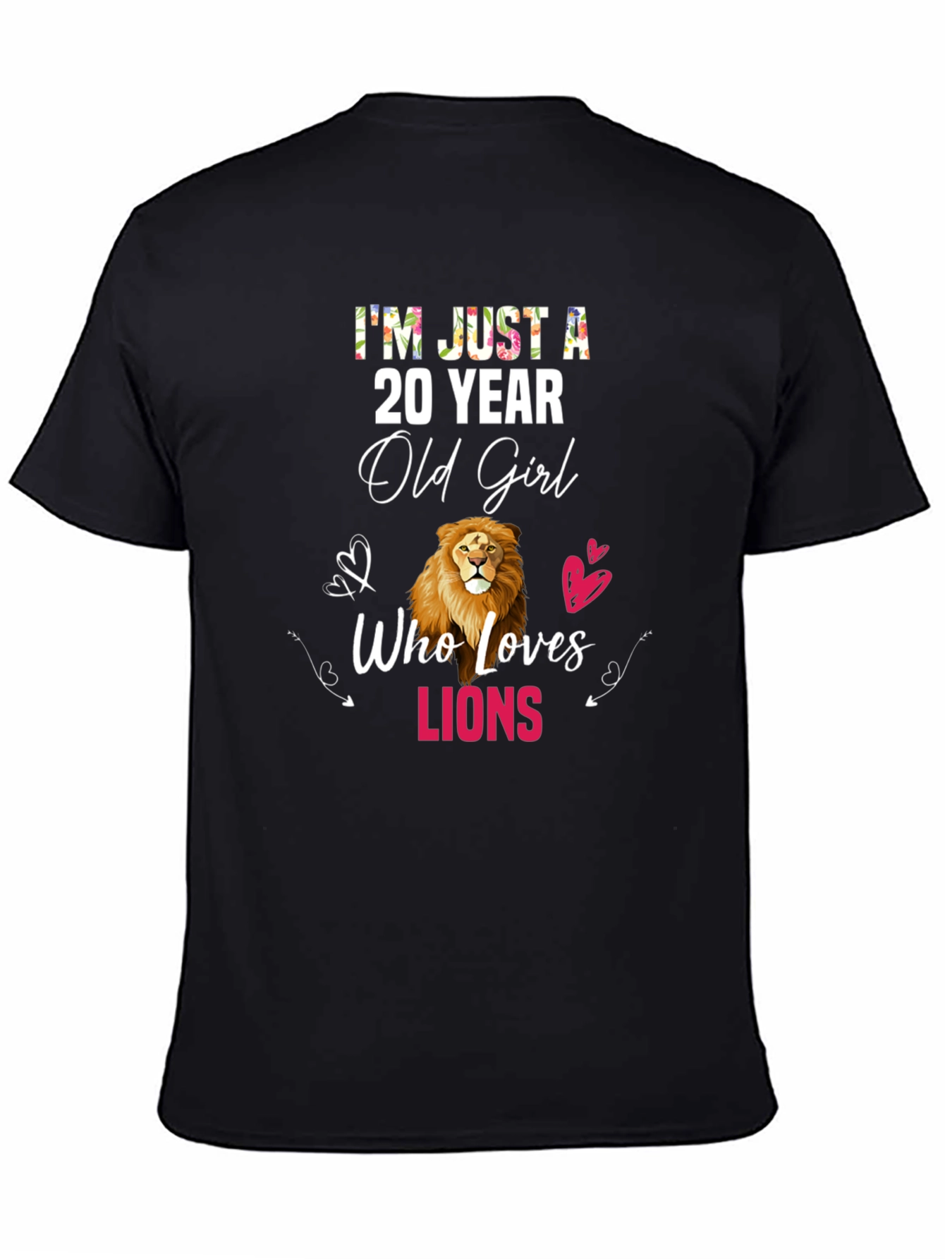 Black 20 Year Old Girl Lion Lover T-Shirt view 4