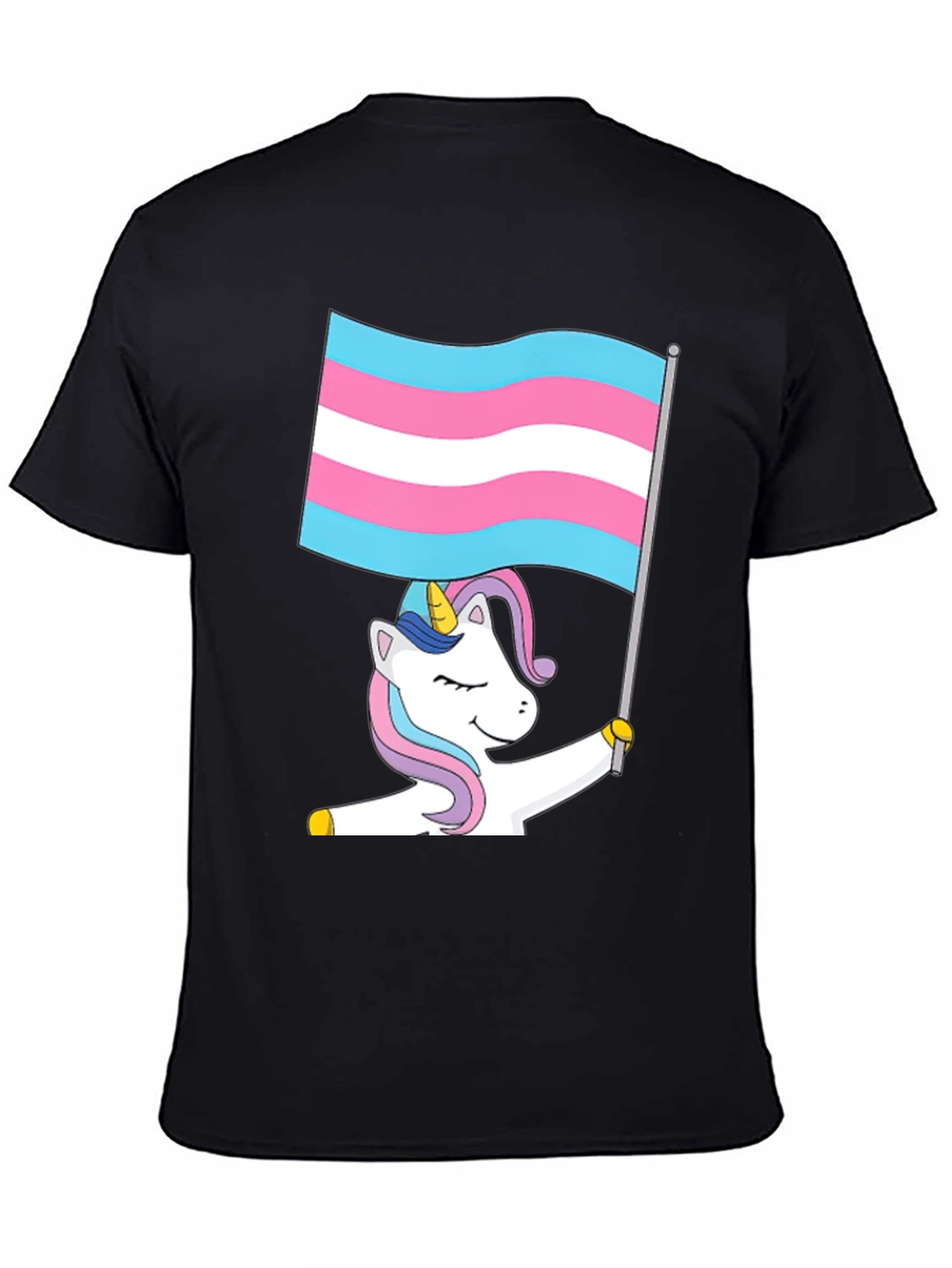 Black Transgender Unicorn Flag T-Shirt view 4