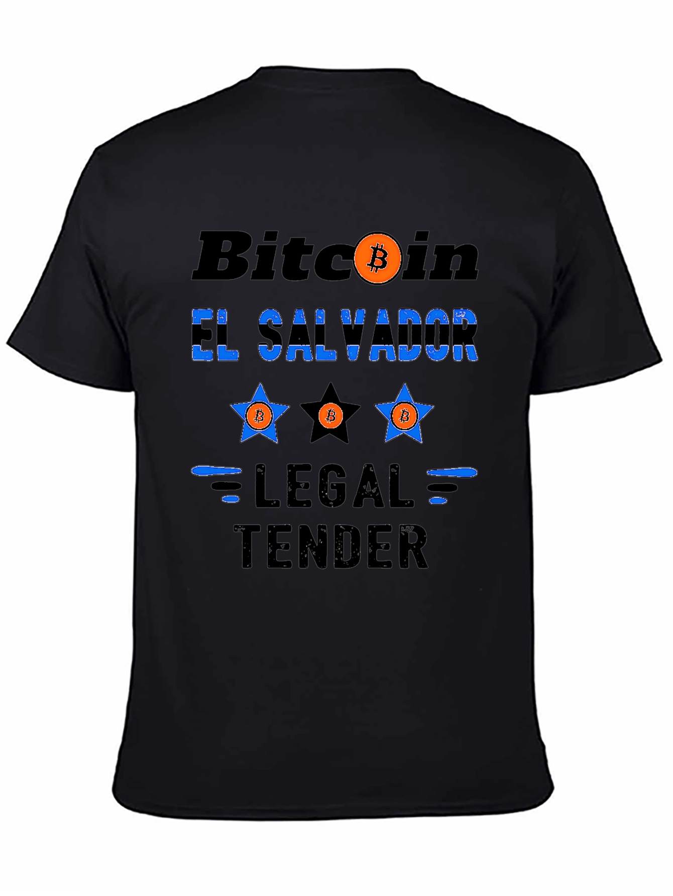 Black Bitcoin El Salvador Legal Tender Graphic T-Shirt view 4