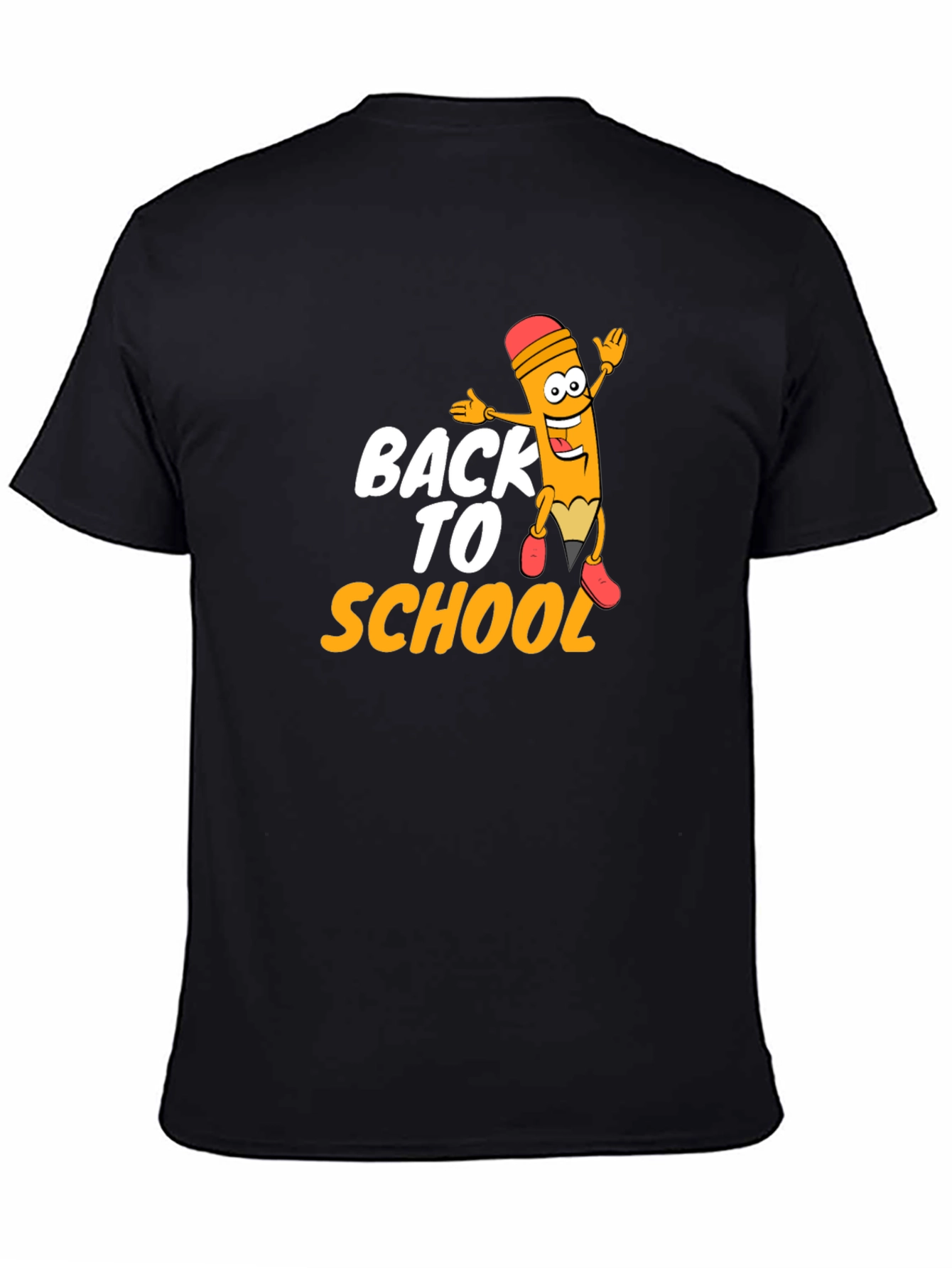 Black Back to School Pencil Cartoon Graphic T-Shirt view 4