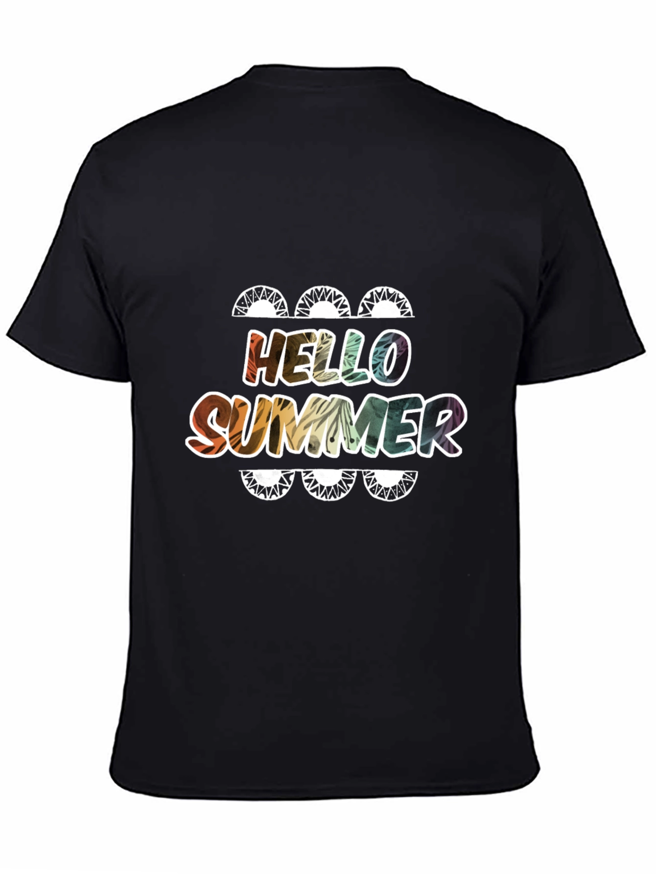 Black Hello Summer Graphic T-Shirt - Cool, Fun Design view 4