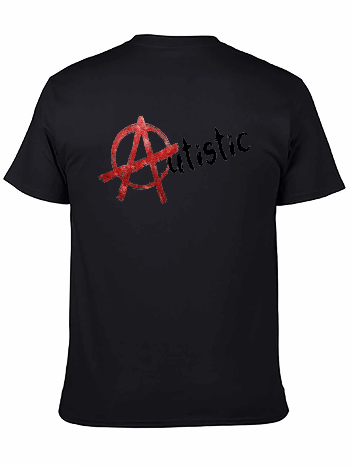 Black Anarchy Autistic T-Shirt - Black Cotton Tee view 4