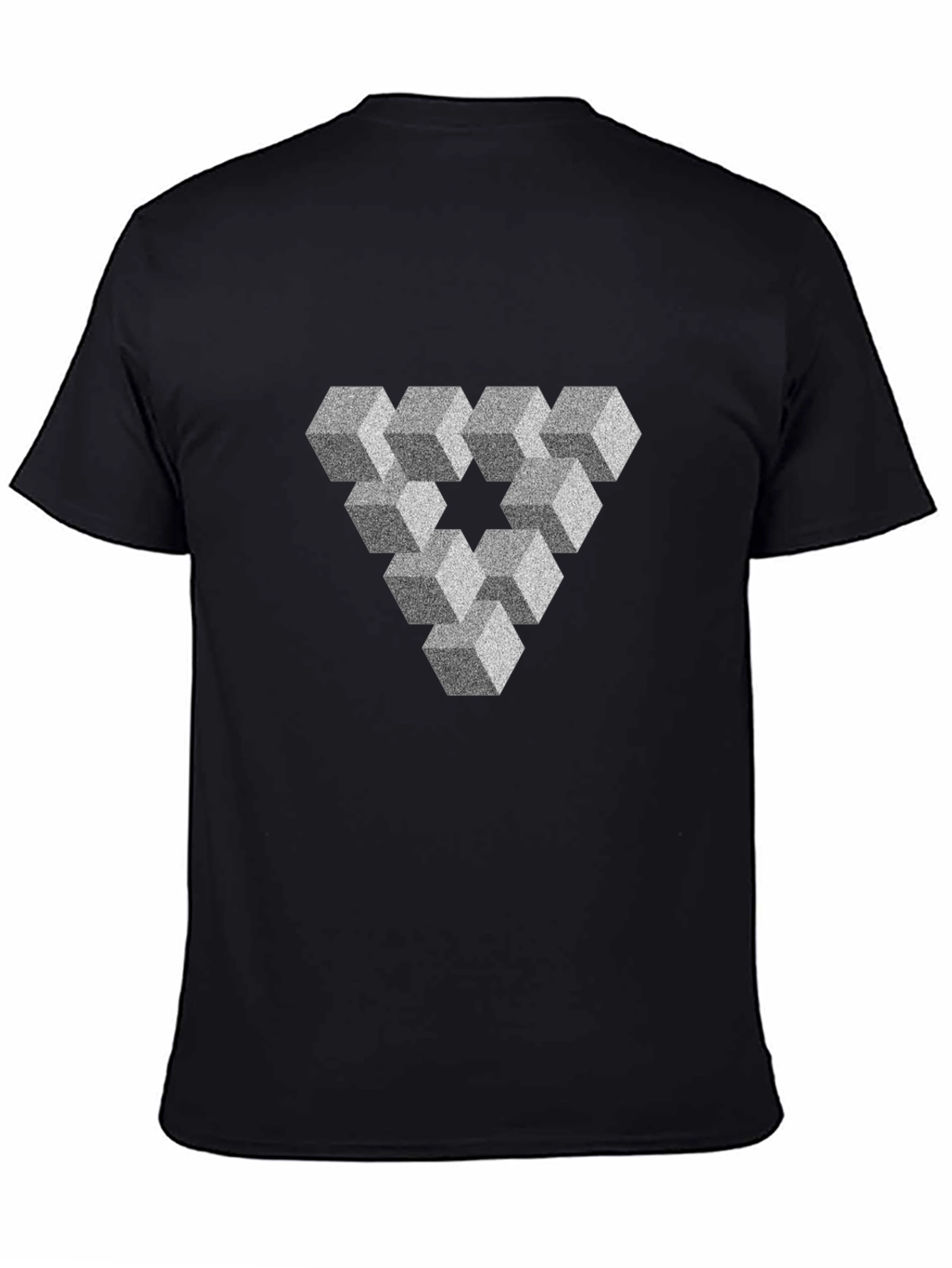 Black Impossible Triangle Illusion Graphic Tee view 4