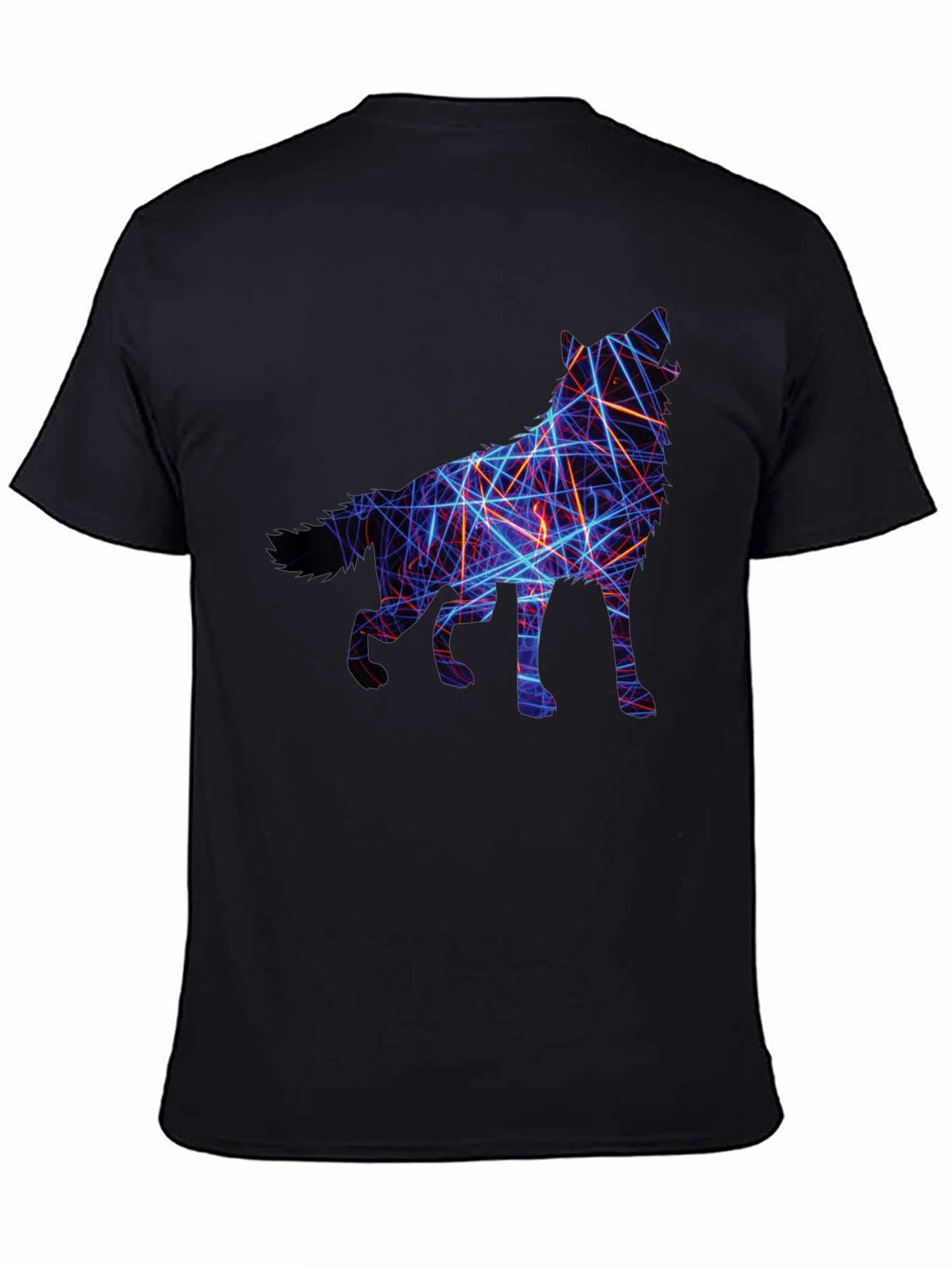 Black Abstract Wolf Graphic Tee - Black view 4