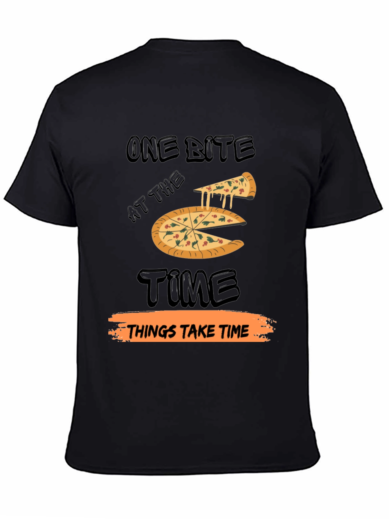 Black One Bite Pizza T-Shirt view 4