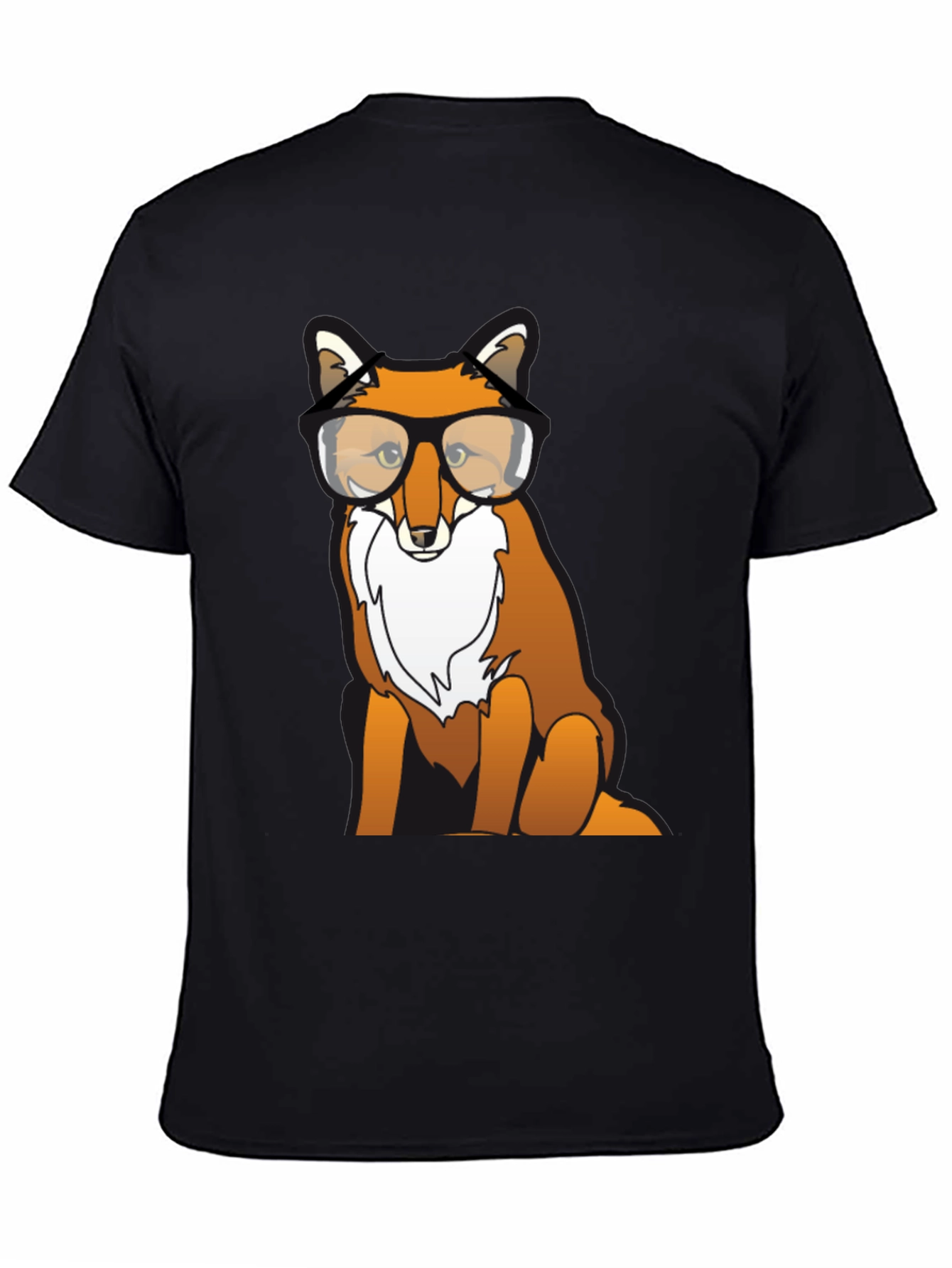 Black Fox with Glasses Graphic T-Shirt view 4