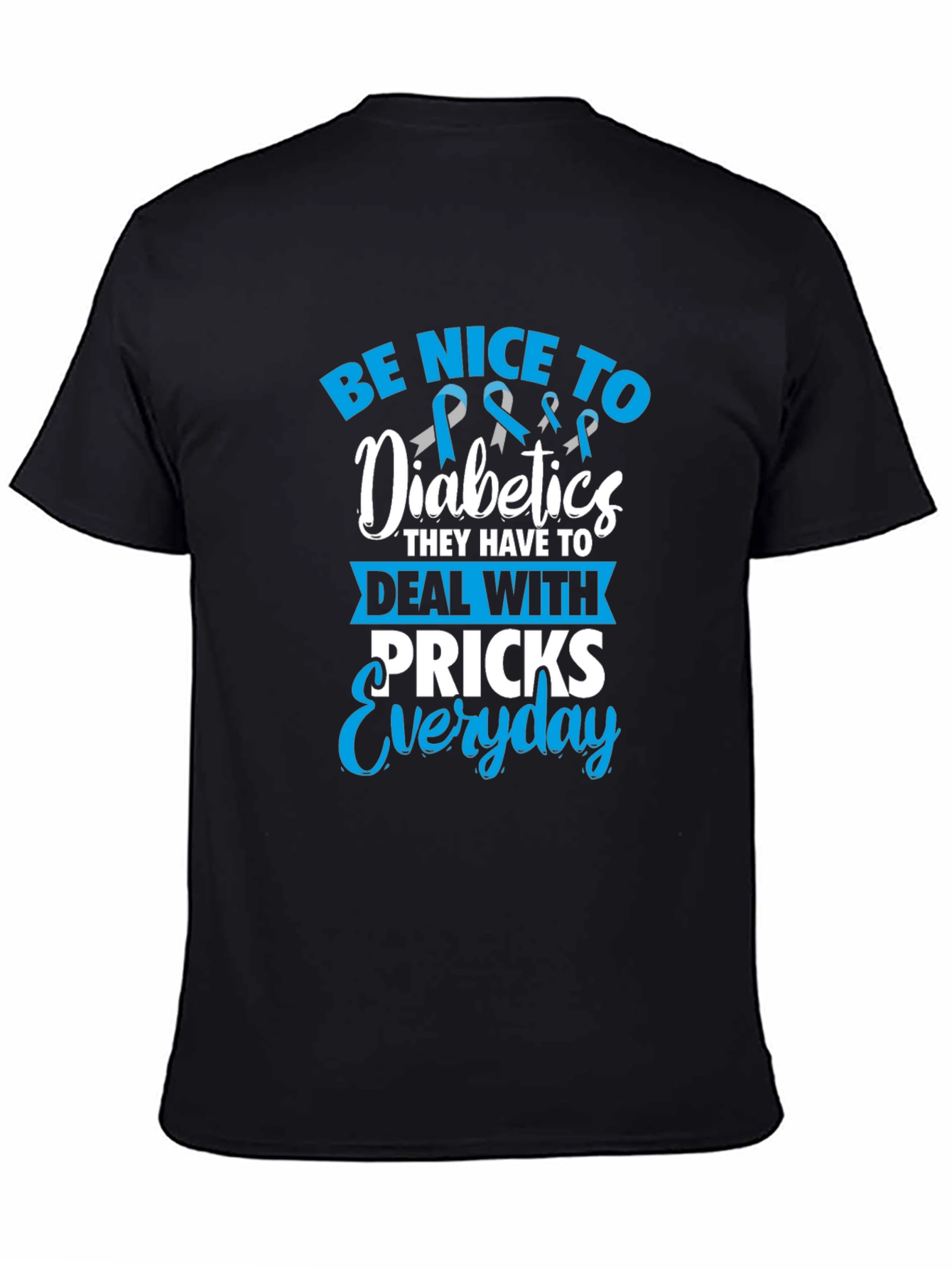 Black Be Nice To Diabetics Graphic T-Shirt view 4
