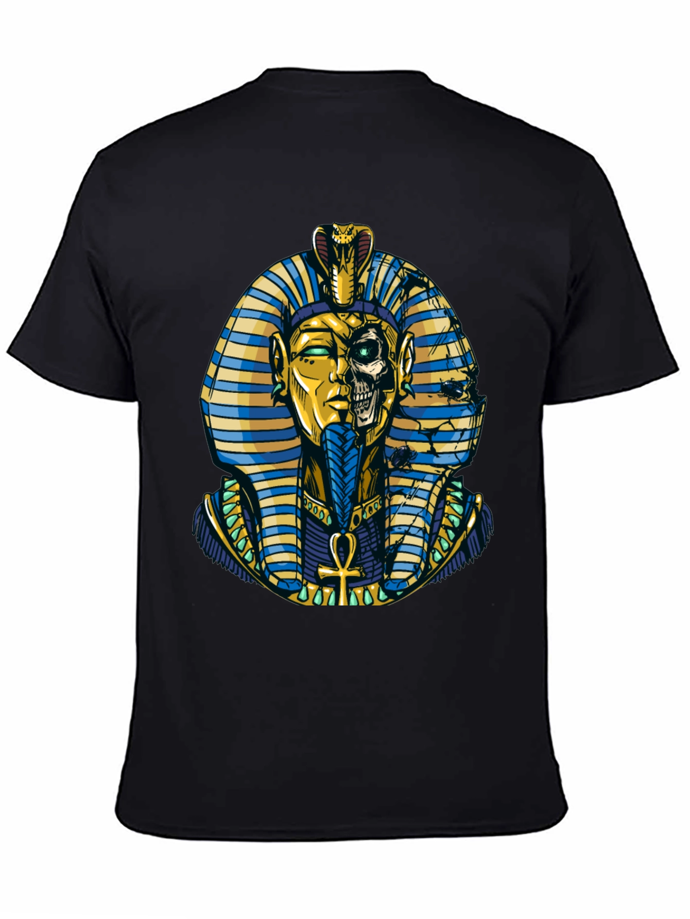 Black Pharaoh Skull Graphic Print Tee view 4
