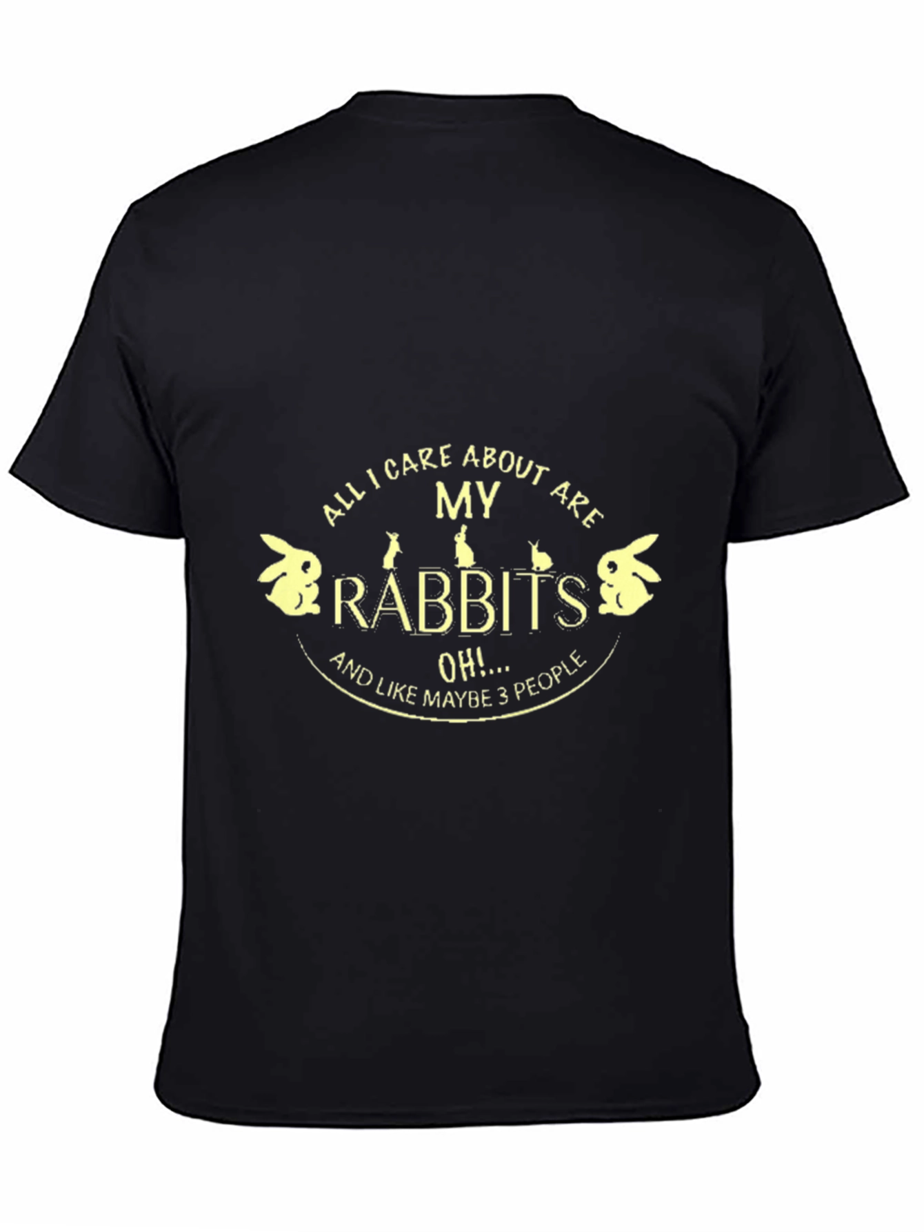 Black Rabbit Lover Graphic Tee - All I Care About Are My Rabbits T-Shirt view 4