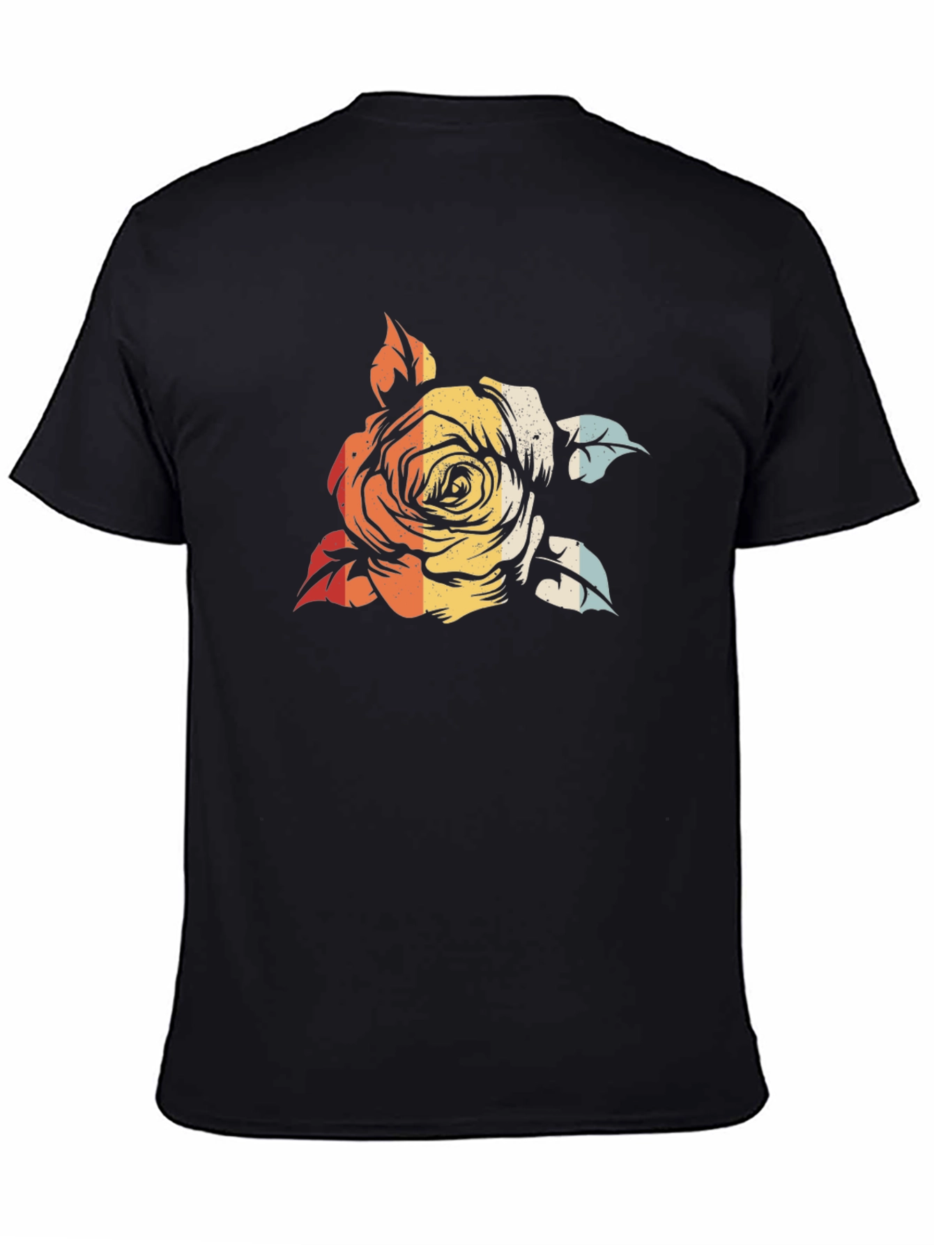 Black Retro Rose Graphic Tee - Black view 4