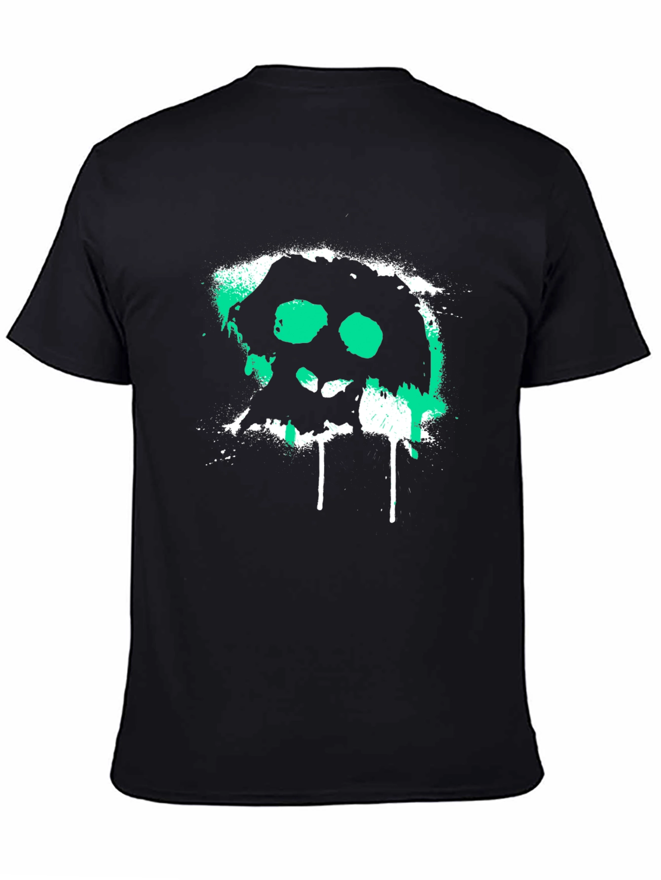 Black Grunge Skull Graphic Tee - Black Cotton T-Shirt view 4