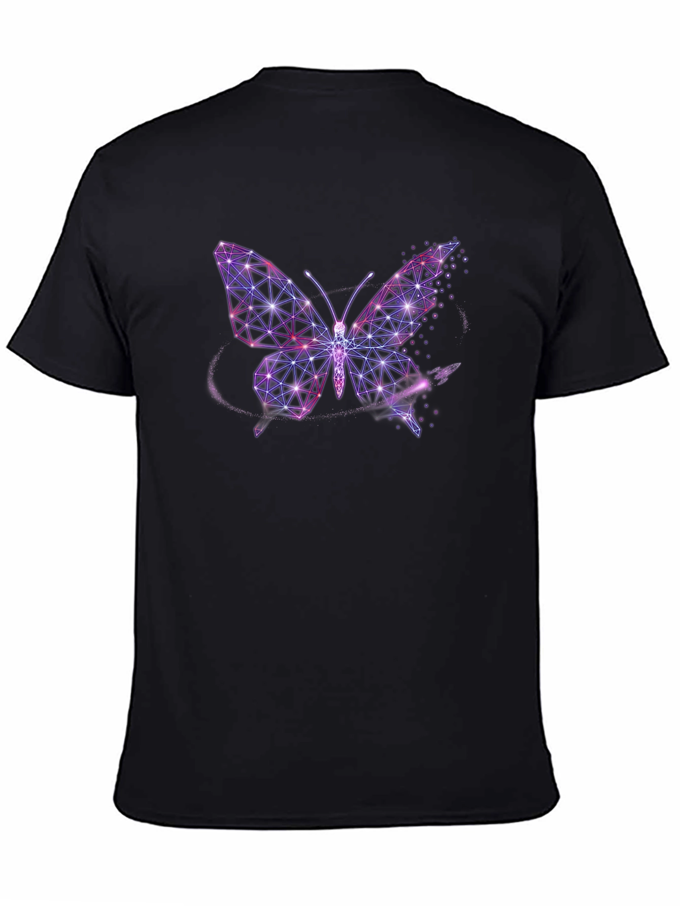 Black Geometric Butterfly Graphic Tee - Stylish Black T-Shirt view 4