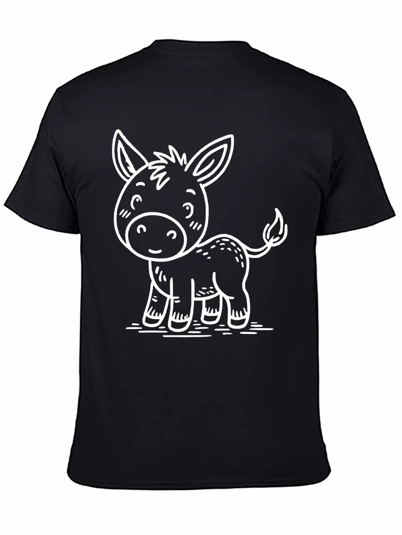 Black Cute Donkey Graphic Tee - Black view 4