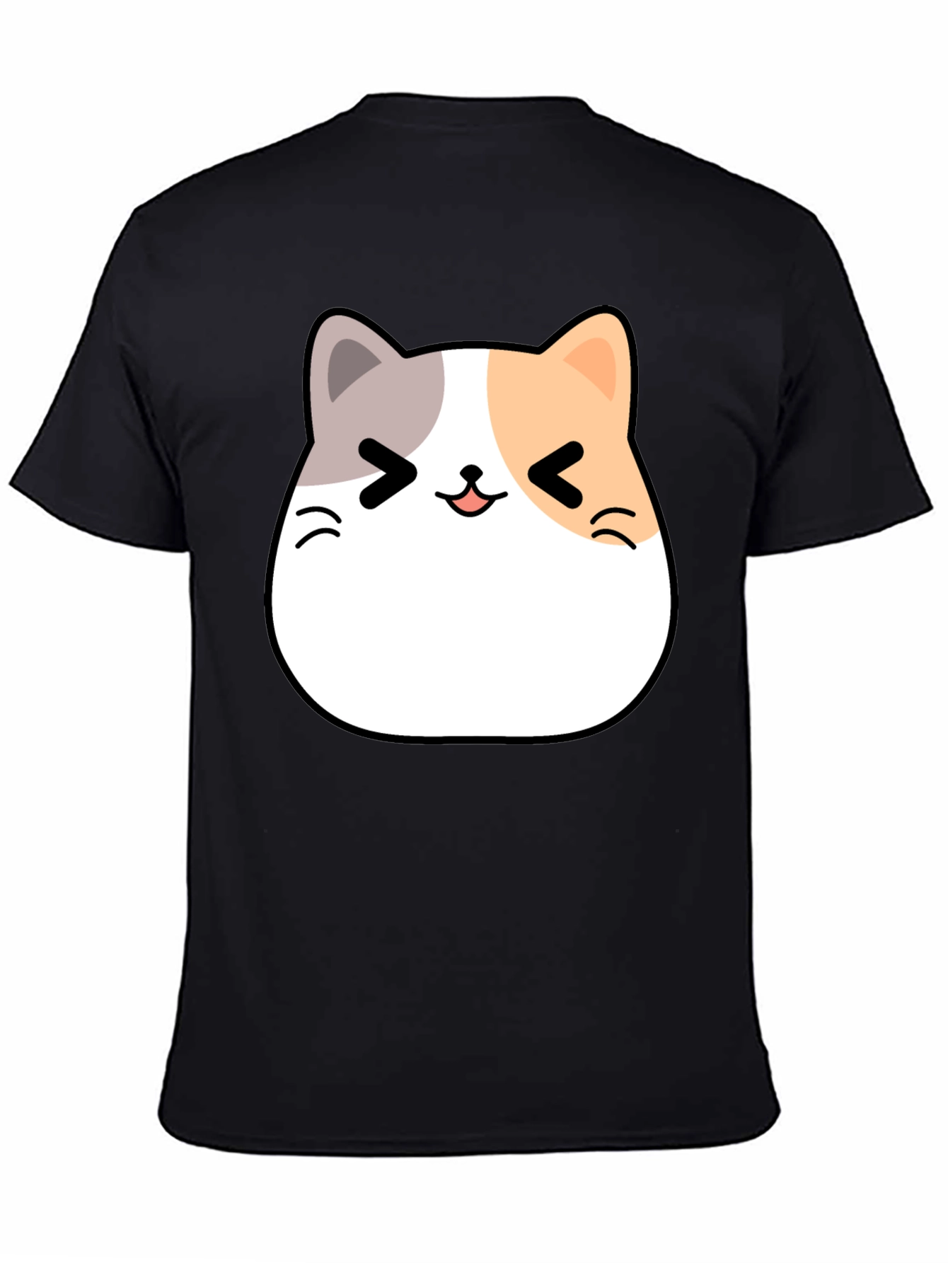 Black Kawaii Cat Graphic T-Shirt - Unisex Black Tee view 4