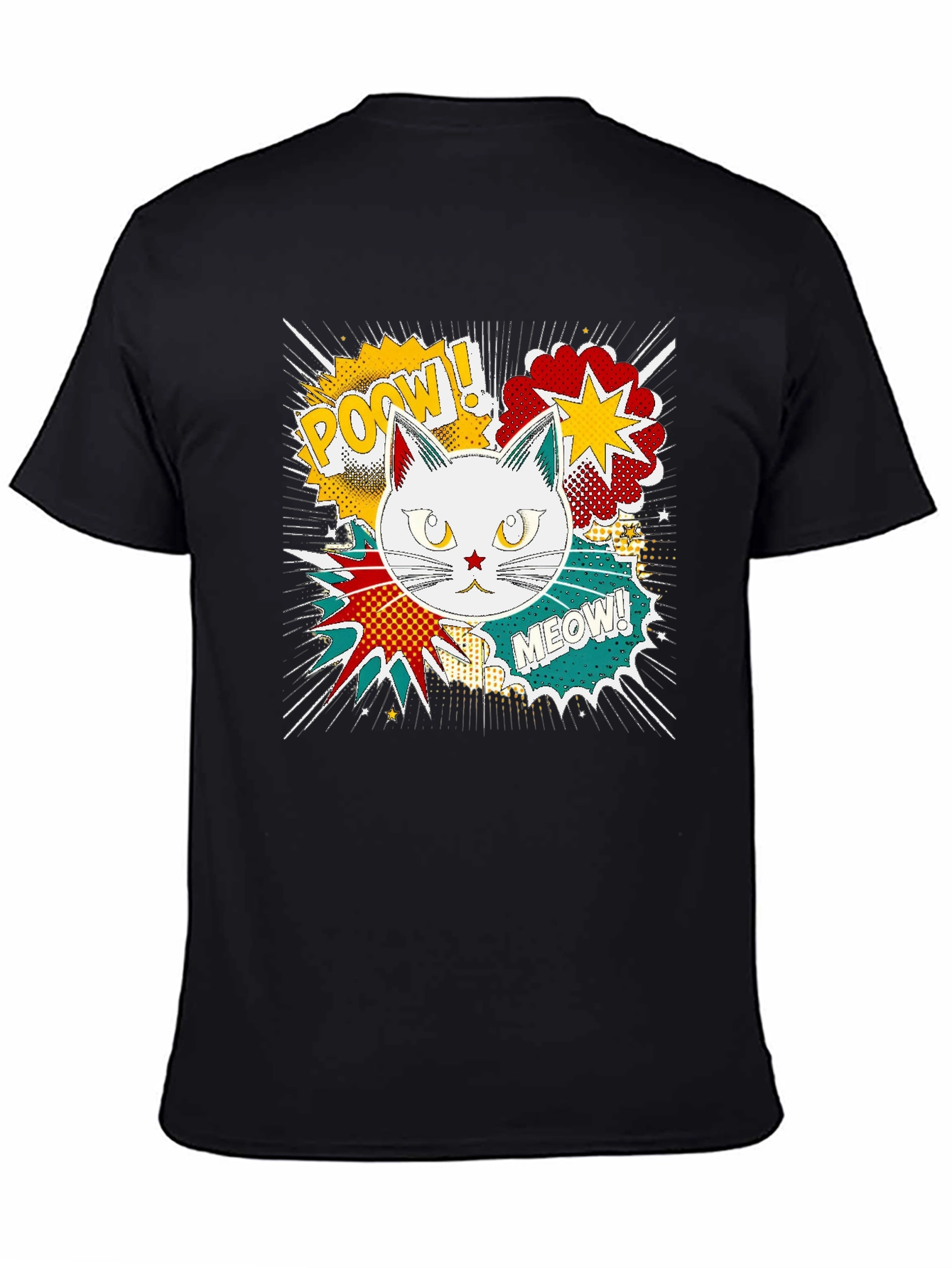 Black Comic Cat T-Shirt - Pow! Meow! view 4