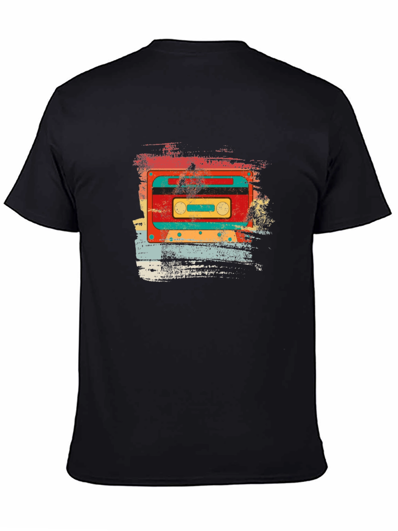 Black Retro Cassette Tape Graphic T-Shirt - Vintage Style Black Tee view 4