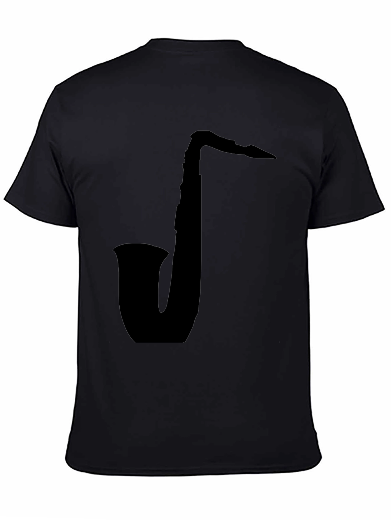 Black Saxophone Silhouette Black T-Shirt view 4
