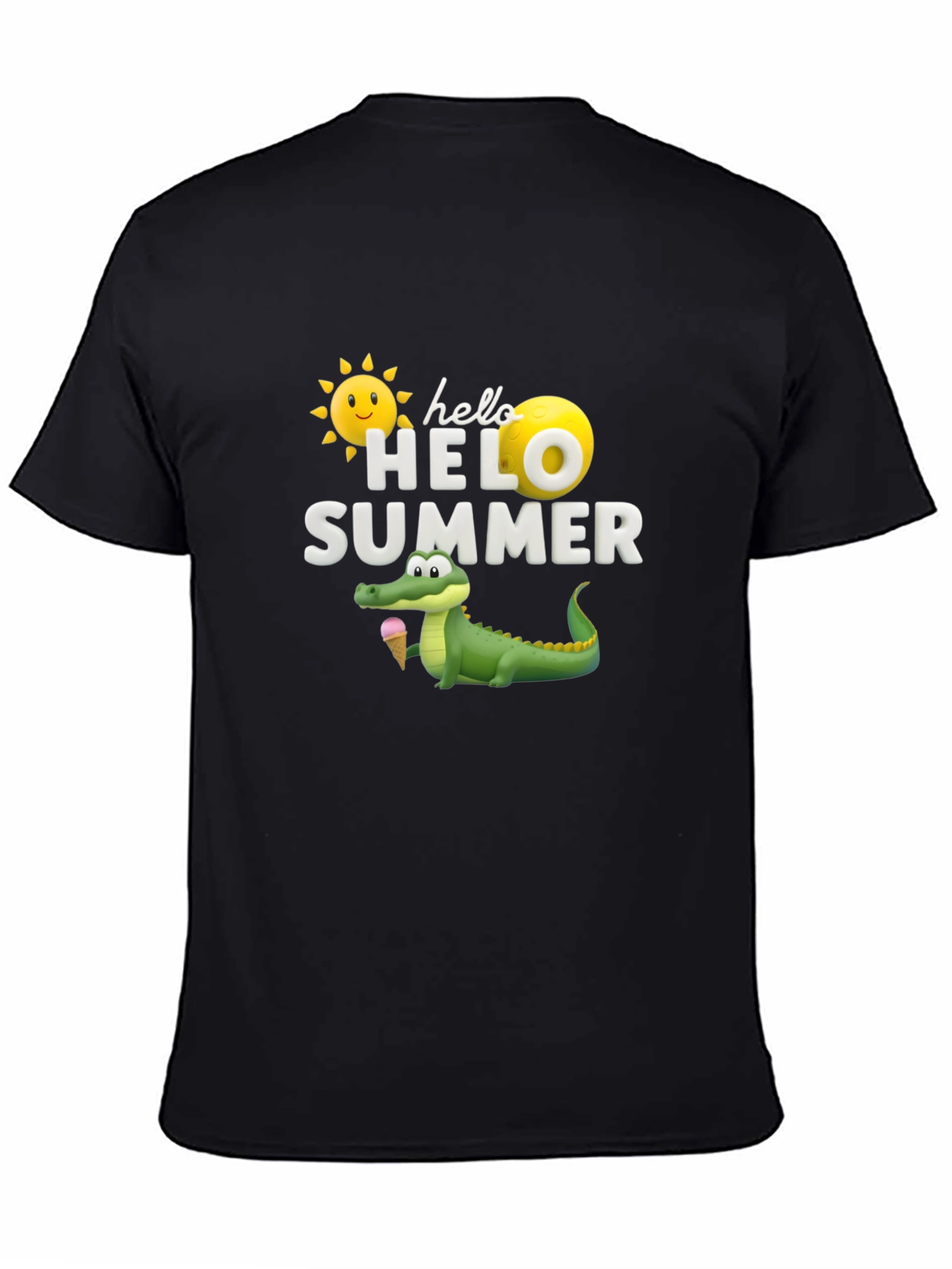 Black Hello Summer Alligator Graphic Tee view 4