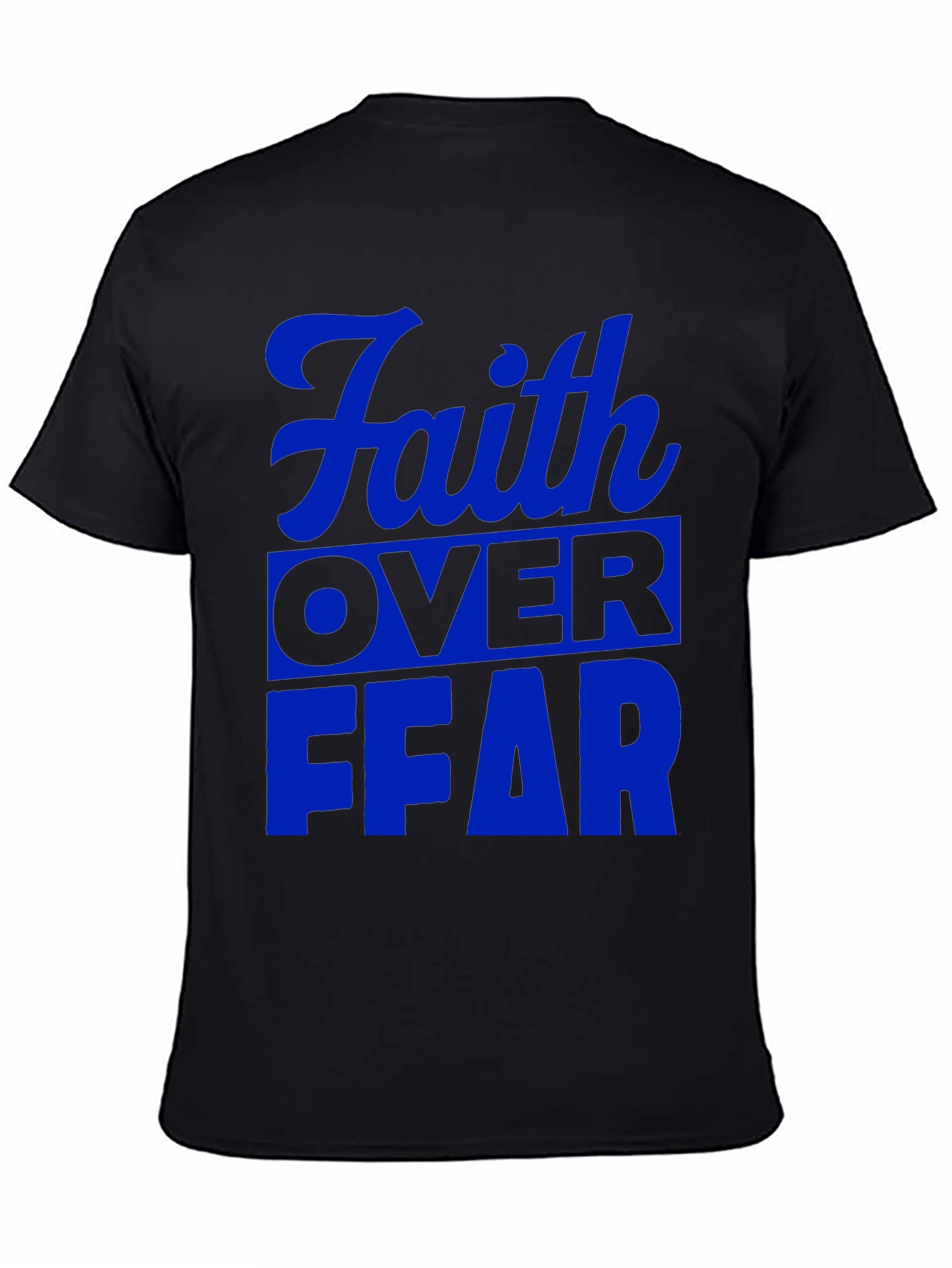 Black Faith Over Fear Graphic T-Shirt - Blue Print view 4