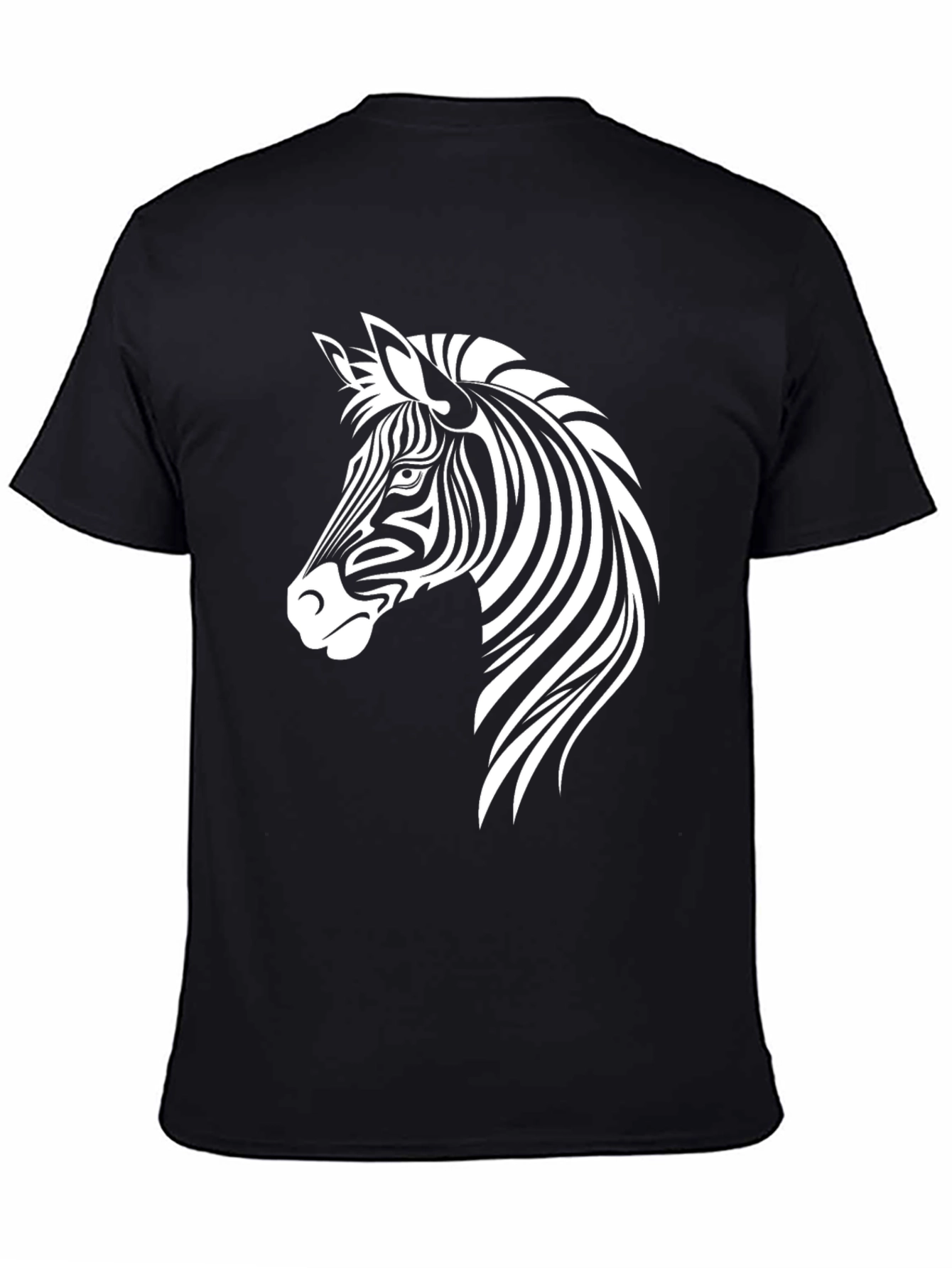 Black Zebra Graphic Black T-Shirt for Men view 4