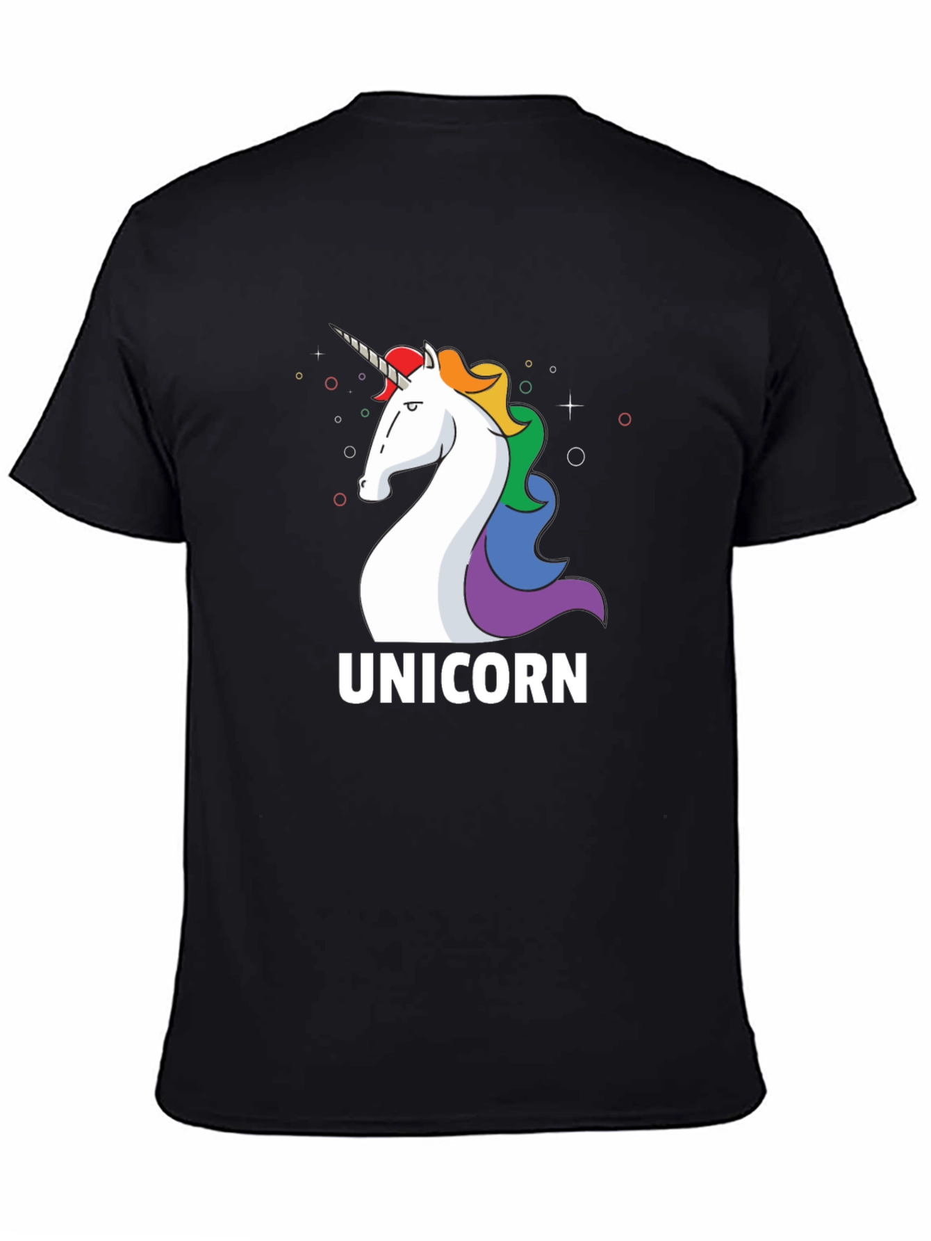 Black Unicorn Graphic Tee - Black Cotton Casual T-Shirt view 4