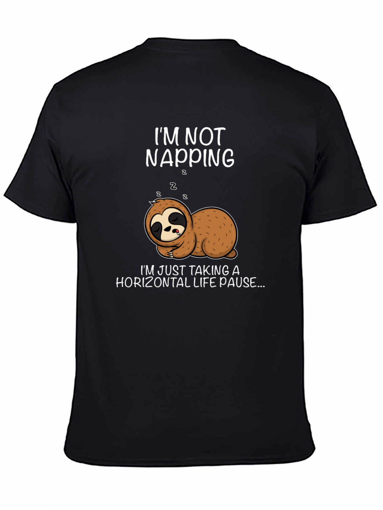 Black Sloth Napping Graphic Tee - Horizontal Life Pause view 4