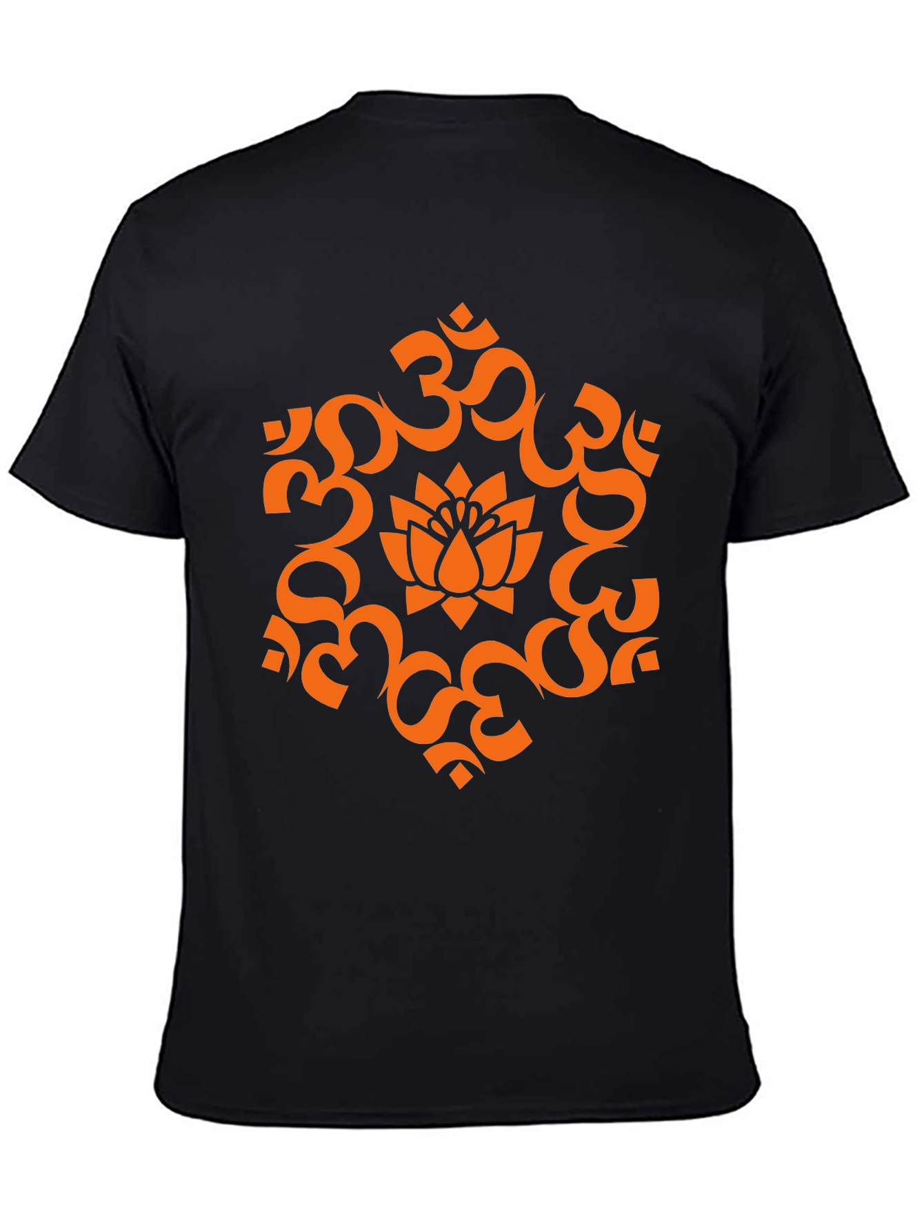 Black Om Lotus Graphic Tee - Spiritual Black T-Shirt view 4