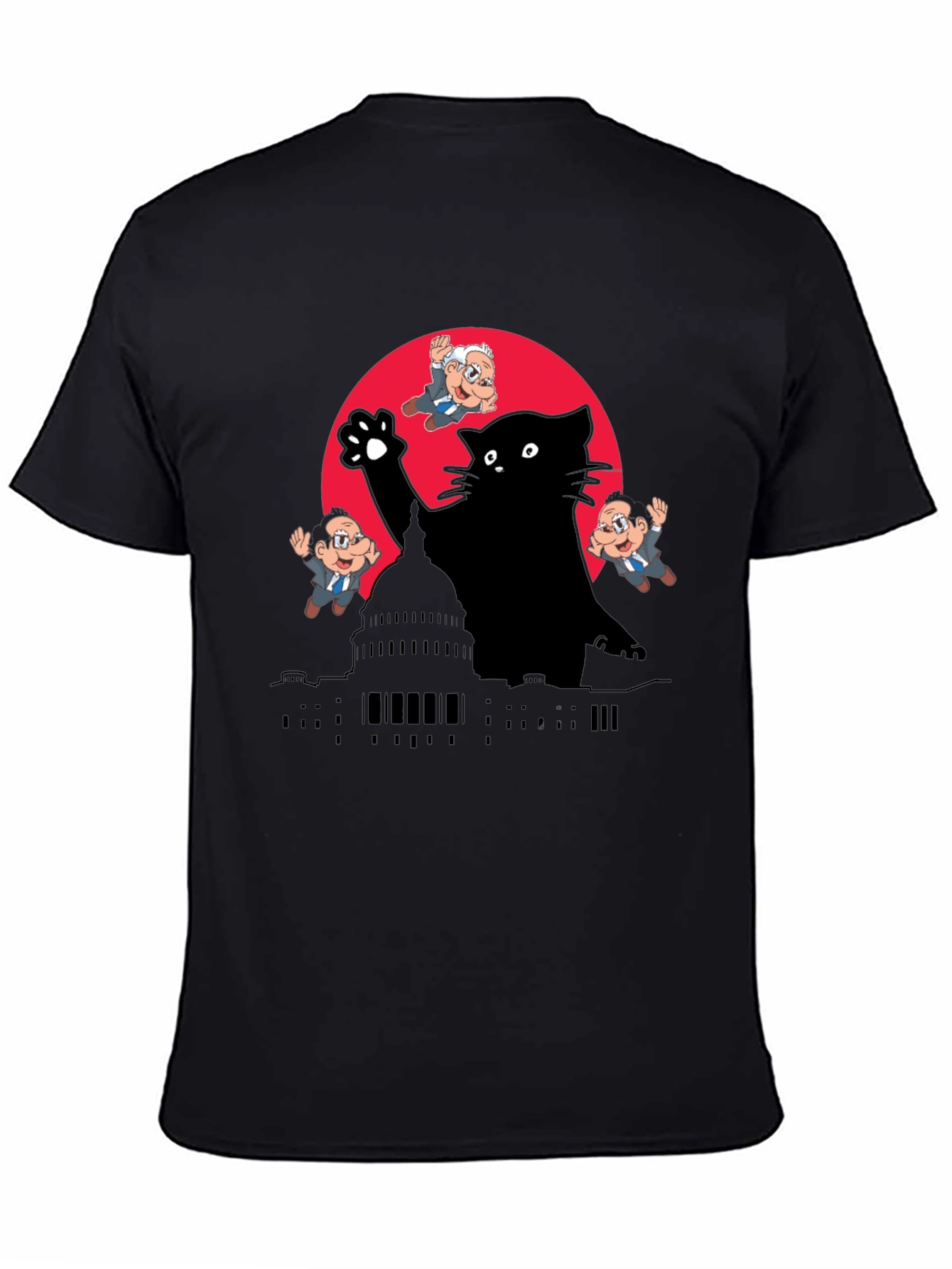 Black Kaiju Cat T-Shirt: Political Satire Tee view 4