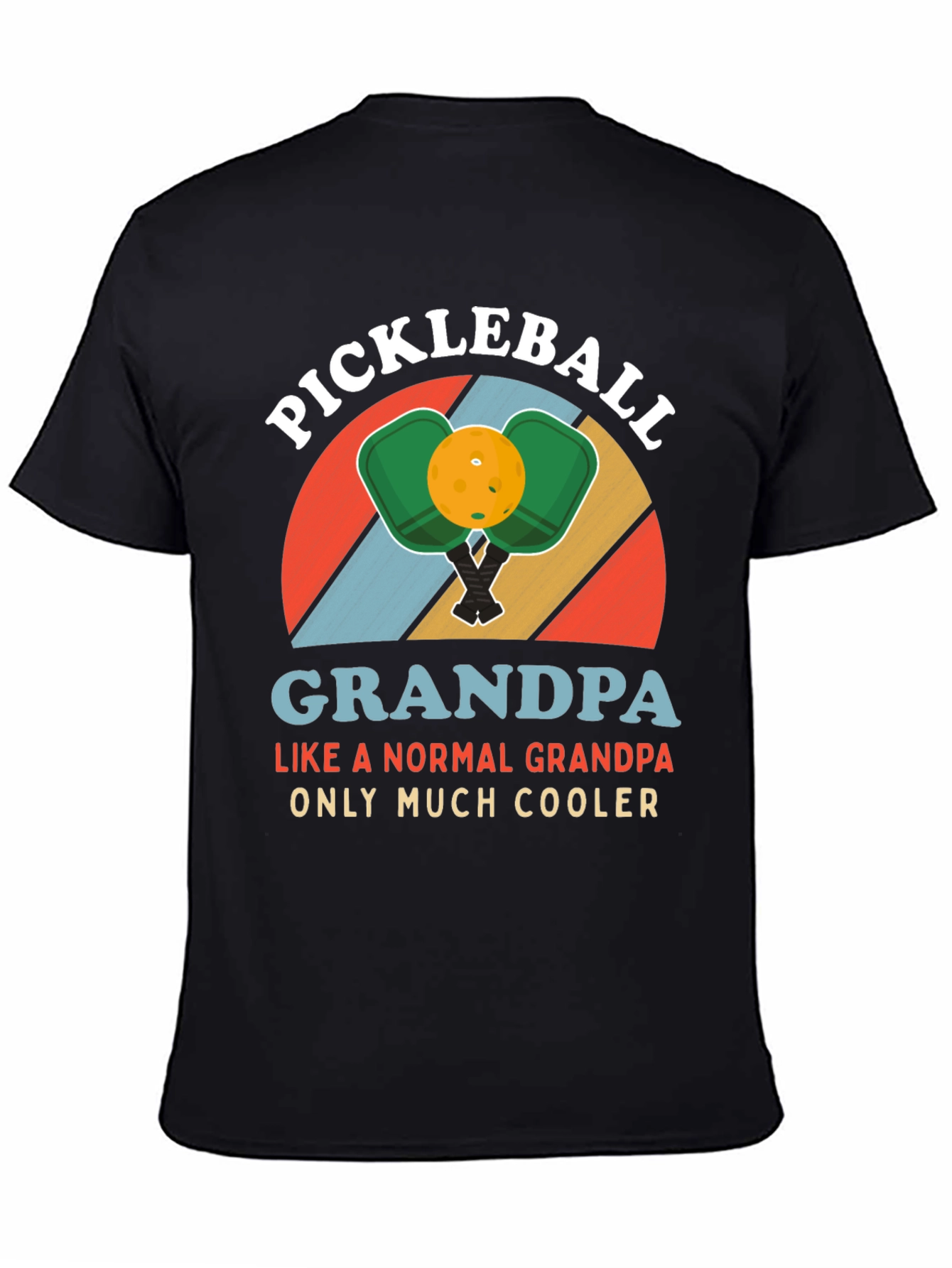 Black Pickleball Grandpa T-Shirt - Much Cooler Than Normal! view 4
