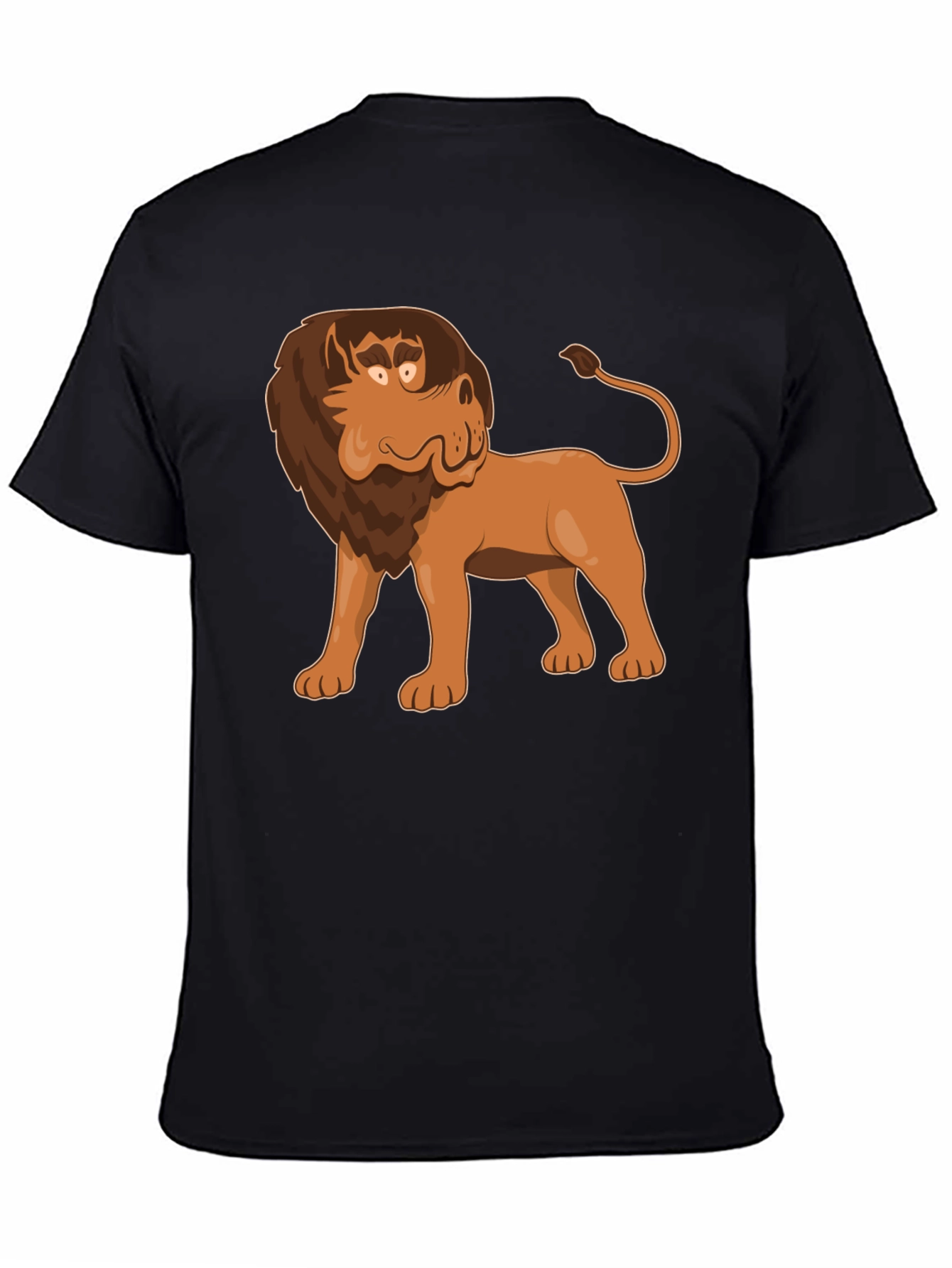 Black Cartoon Lion Graphic Tee - Black view 4