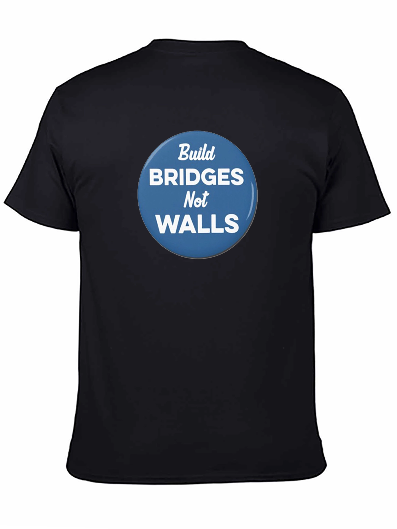 Black Build Bridges Not Walls Graphic Tee view 4