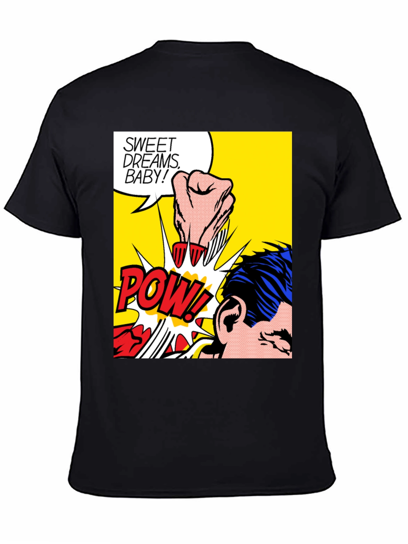 Black Pop Art Pow! Graphic T-Shirt view 4