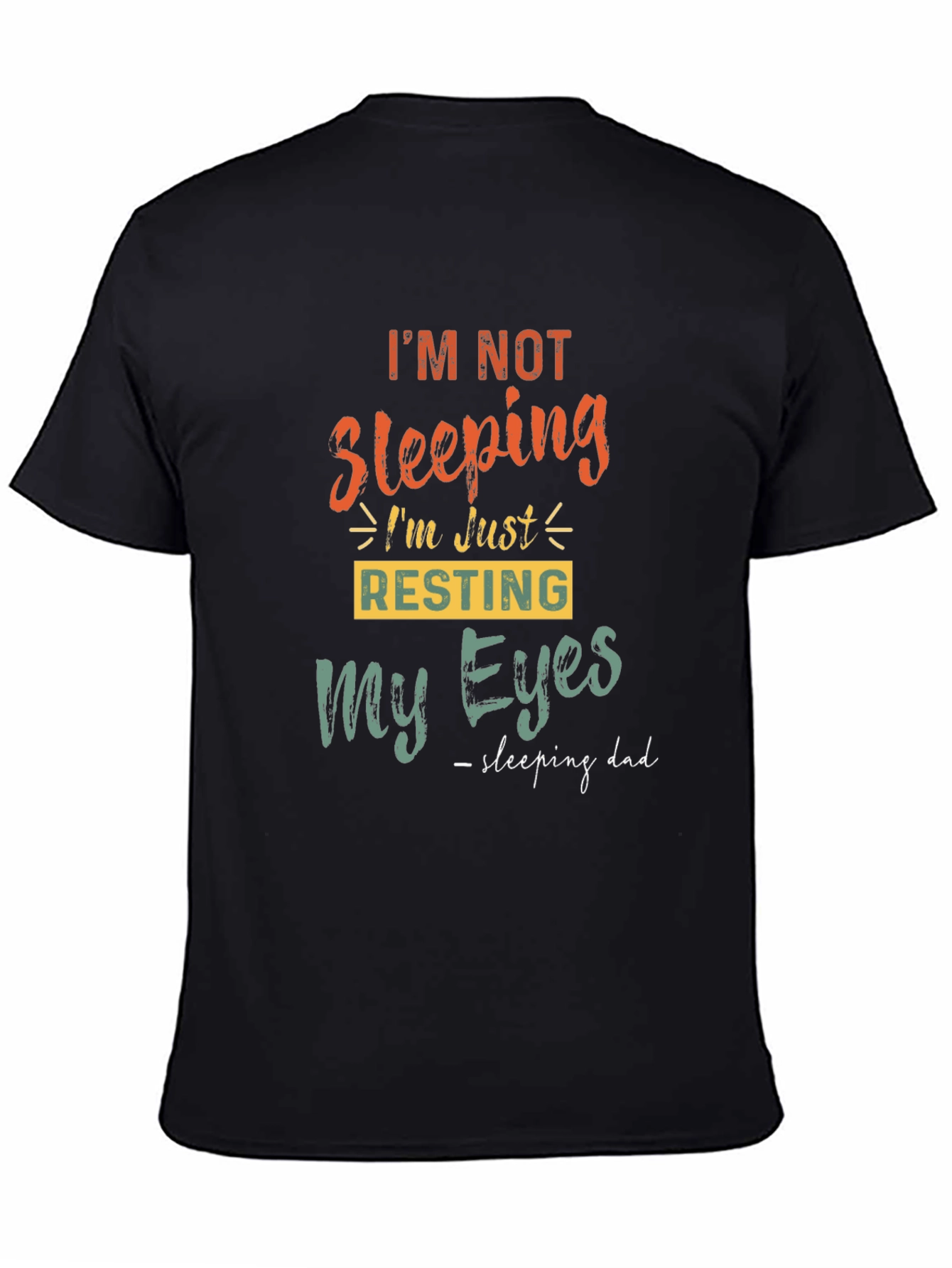 Black Funny 'Sleeping Dad' Graphic Print Men's Tee view 4