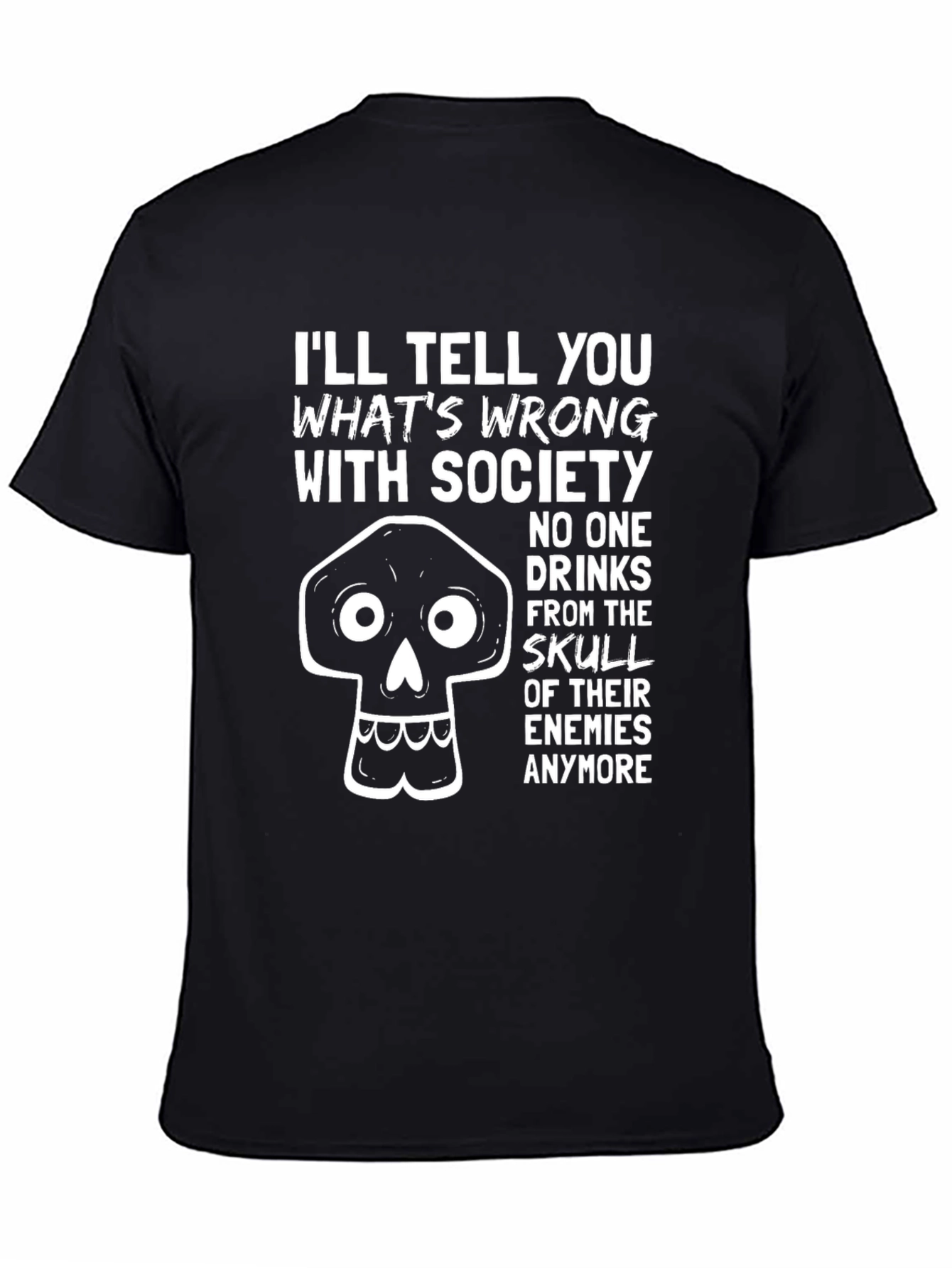 Black Skull Humor T-Shirt - Society's Woes Graphic Tee view 4
