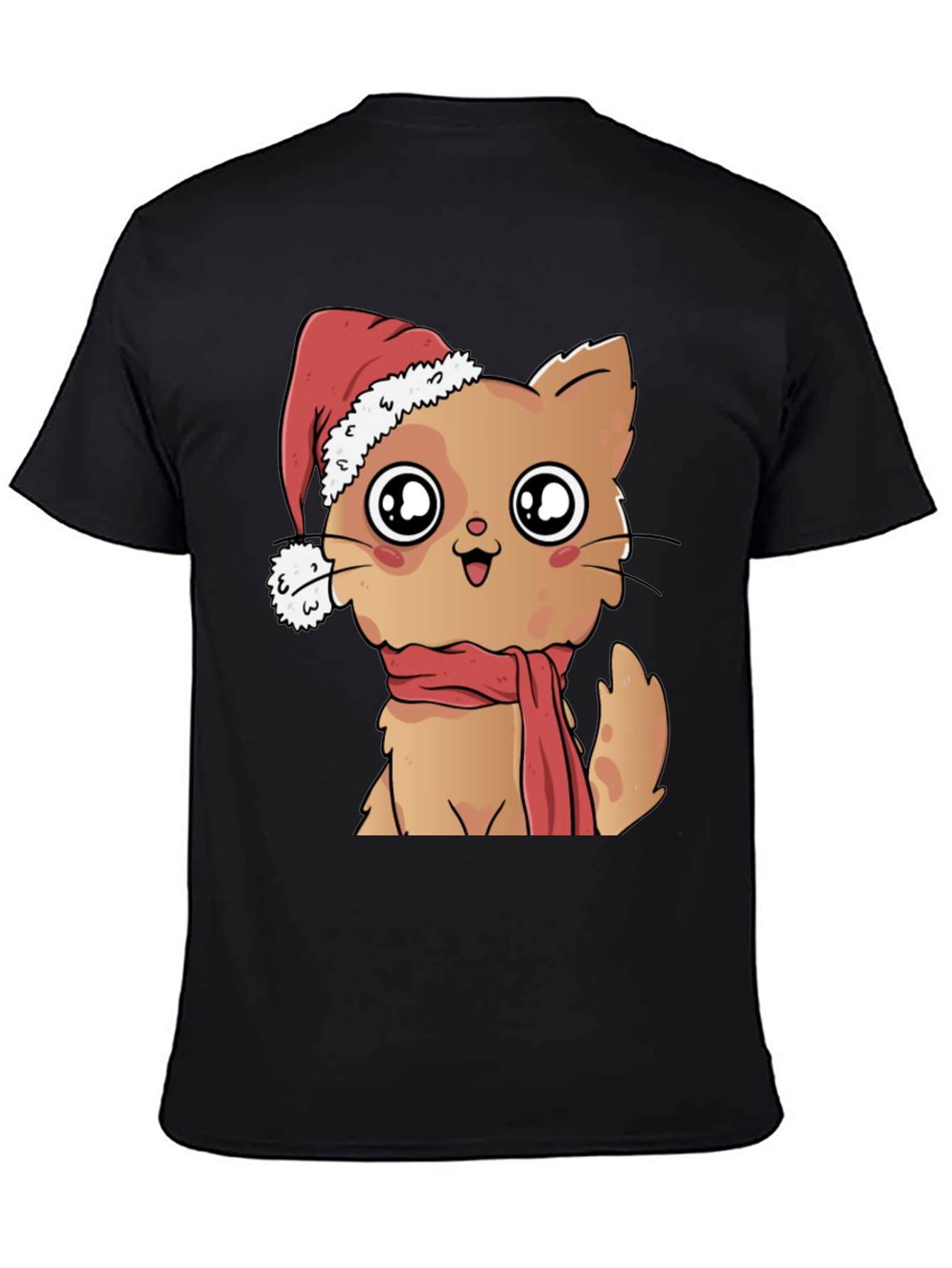 Black Cute Cat Christmas T-Shirt view 4