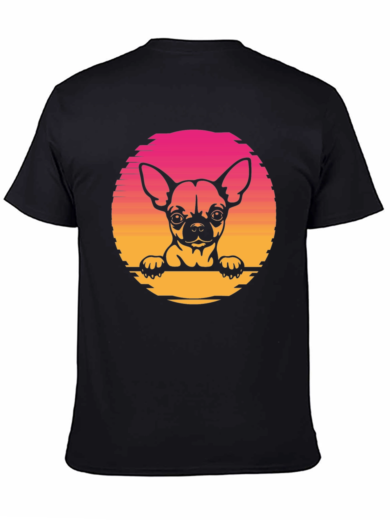 Black Chihuahua Sunset Graphic Tee - Unisex Black T-Shirt view 4